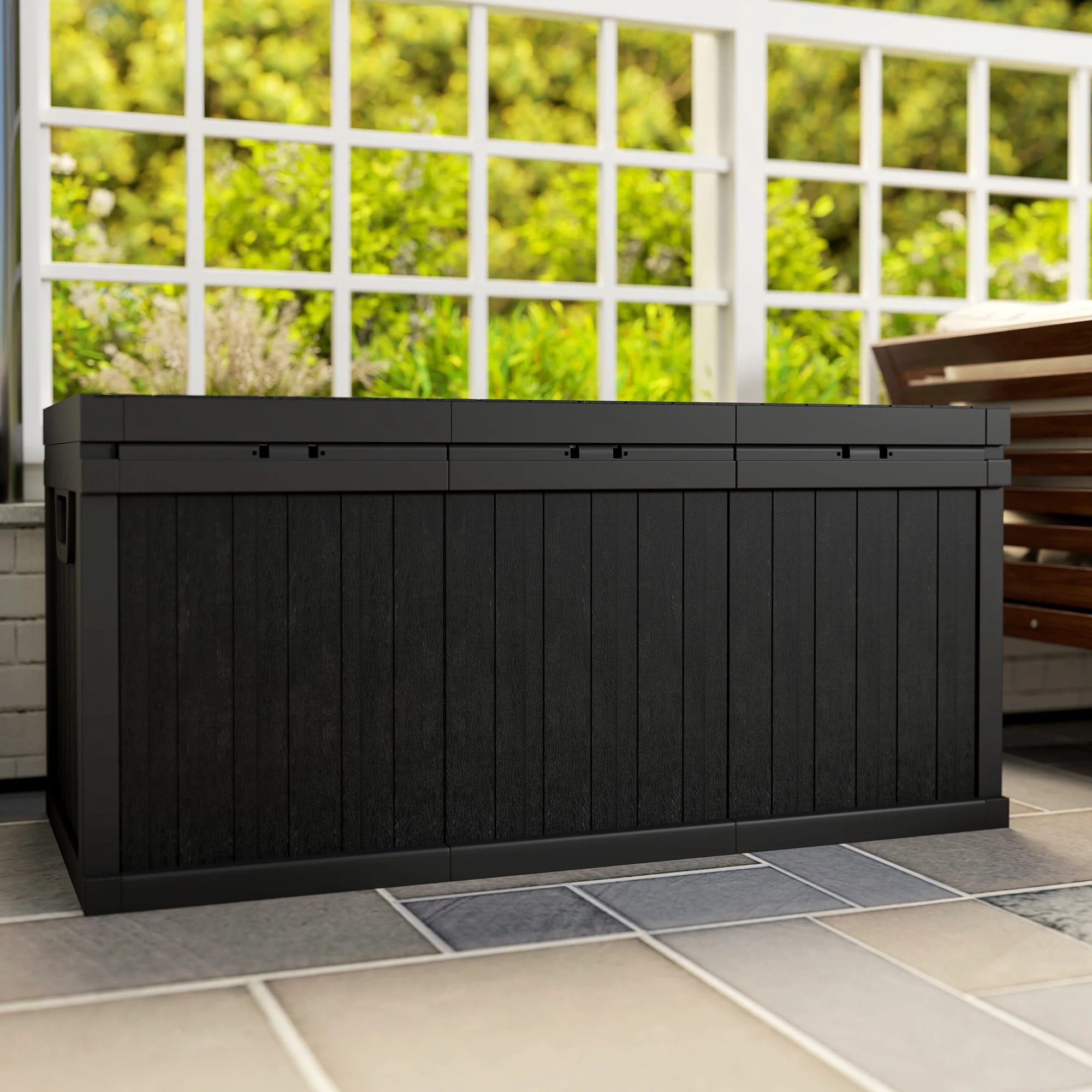 70 Gallon Resin Deck Box with Handles, Waterproof & UV Resistant, Black - Image 11