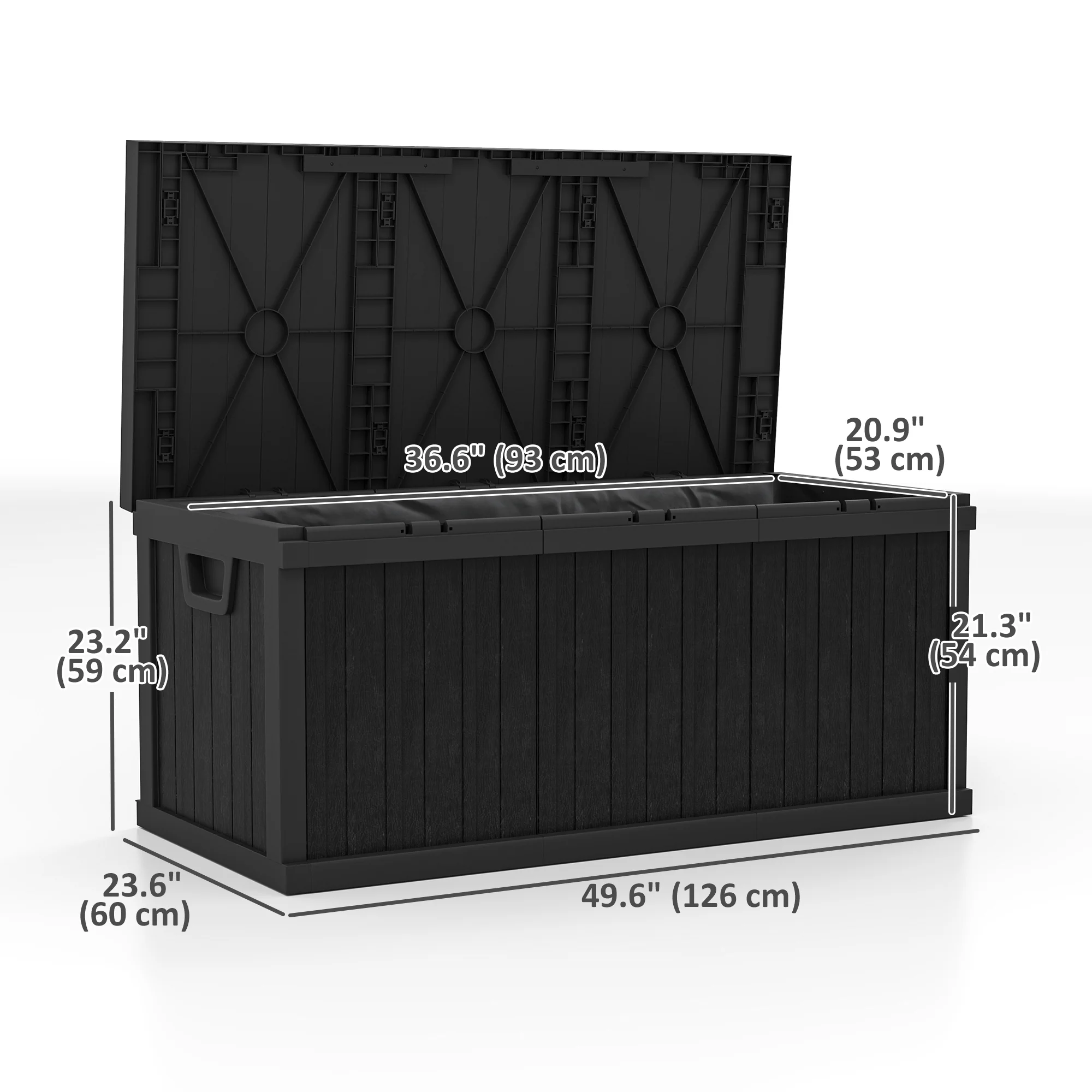 70 Gallon Resin Deck Box with Handles, Waterproof & UV Resistant, Black - Image 5