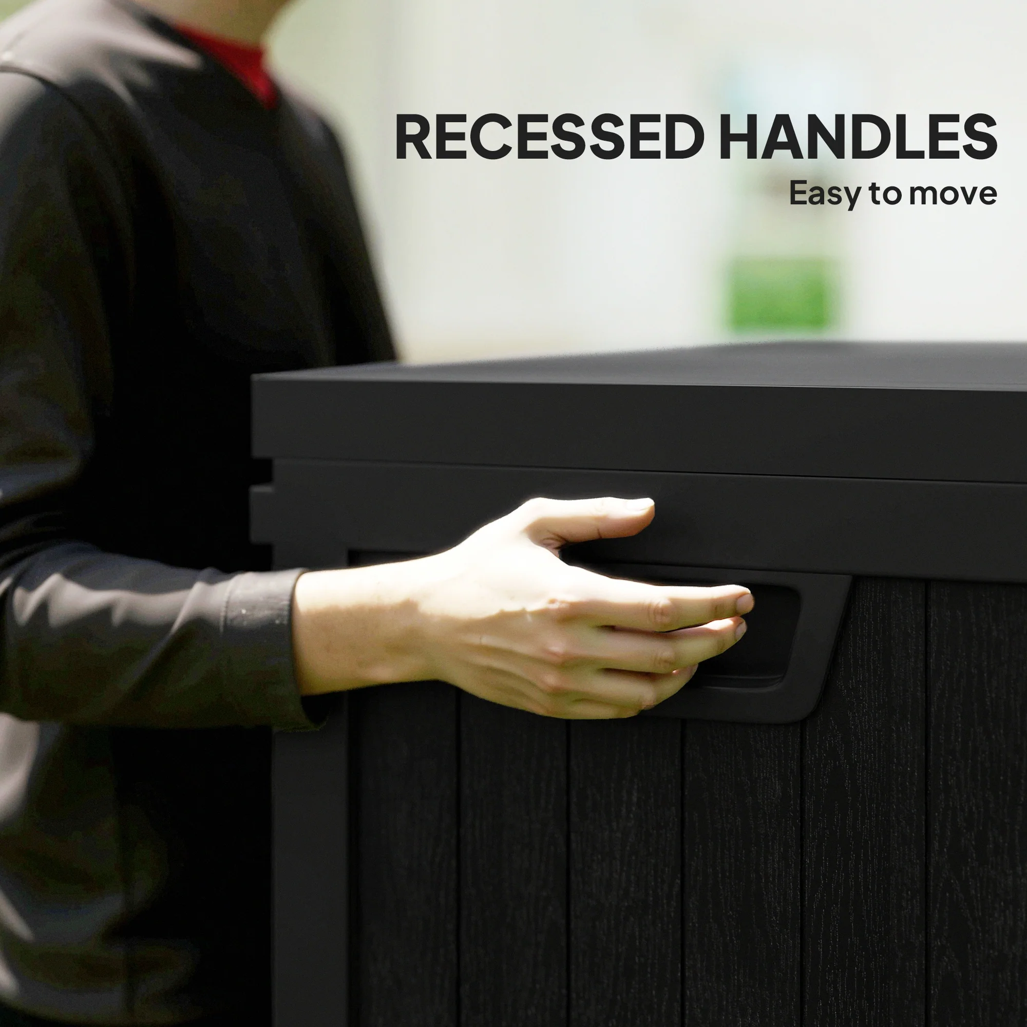 70 Gallon Resin Deck Box with Handles, Waterproof & UV Resistant, Black - Image 7