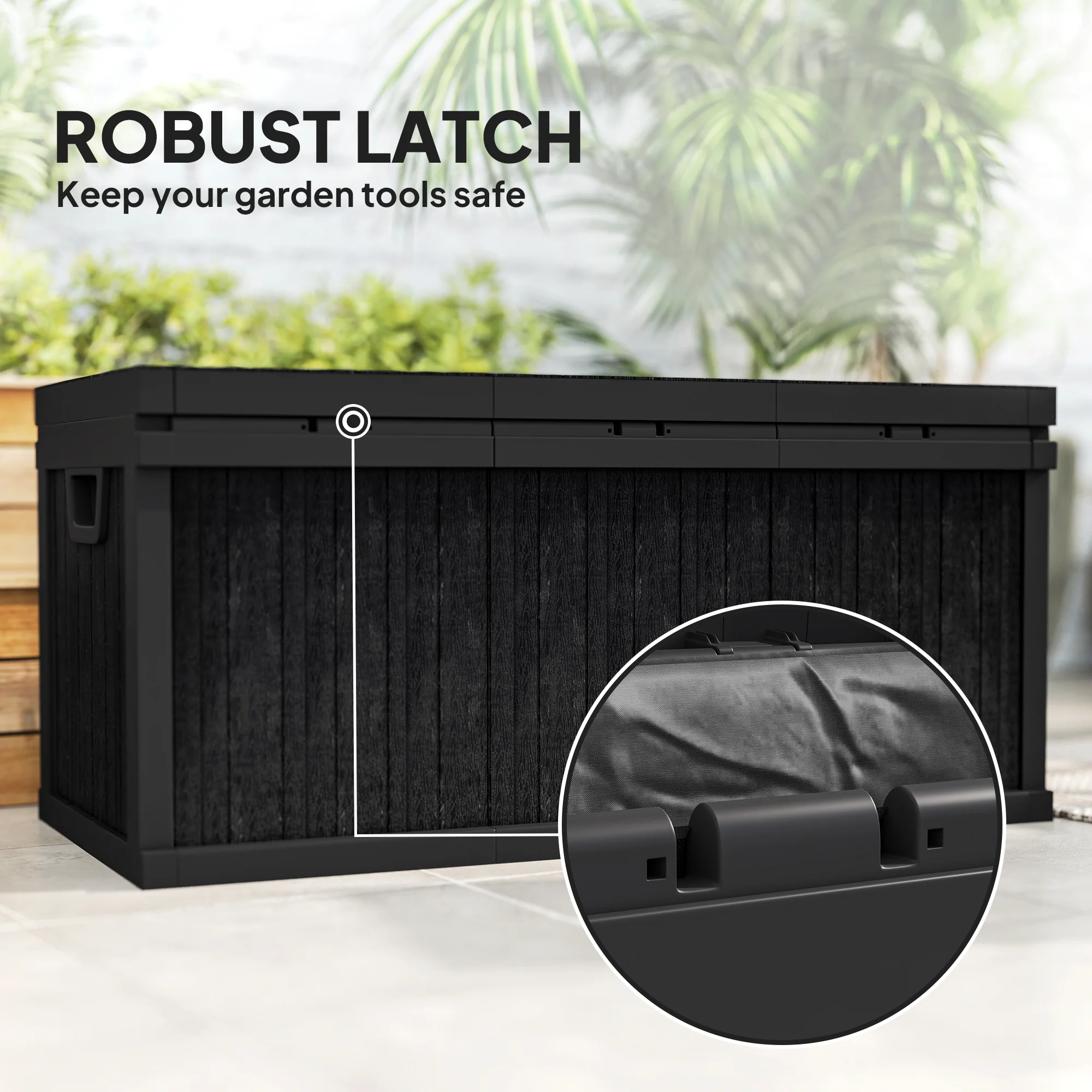 70 Gallon Resin Deck Box with Handles, Waterproof & UV Resistant, Black - Image 8