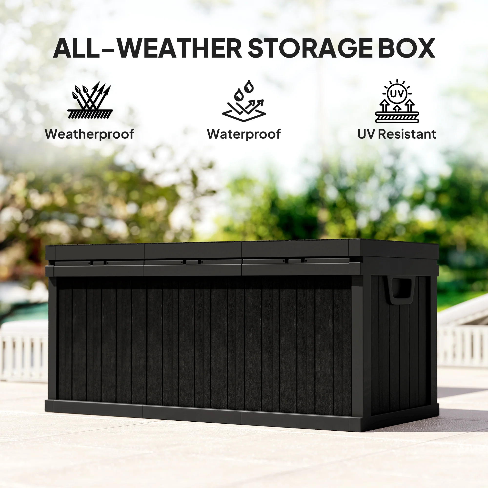 70 Gallon Resin Deck Box with Handles, Waterproof & UV Resistant, Black - Image 9