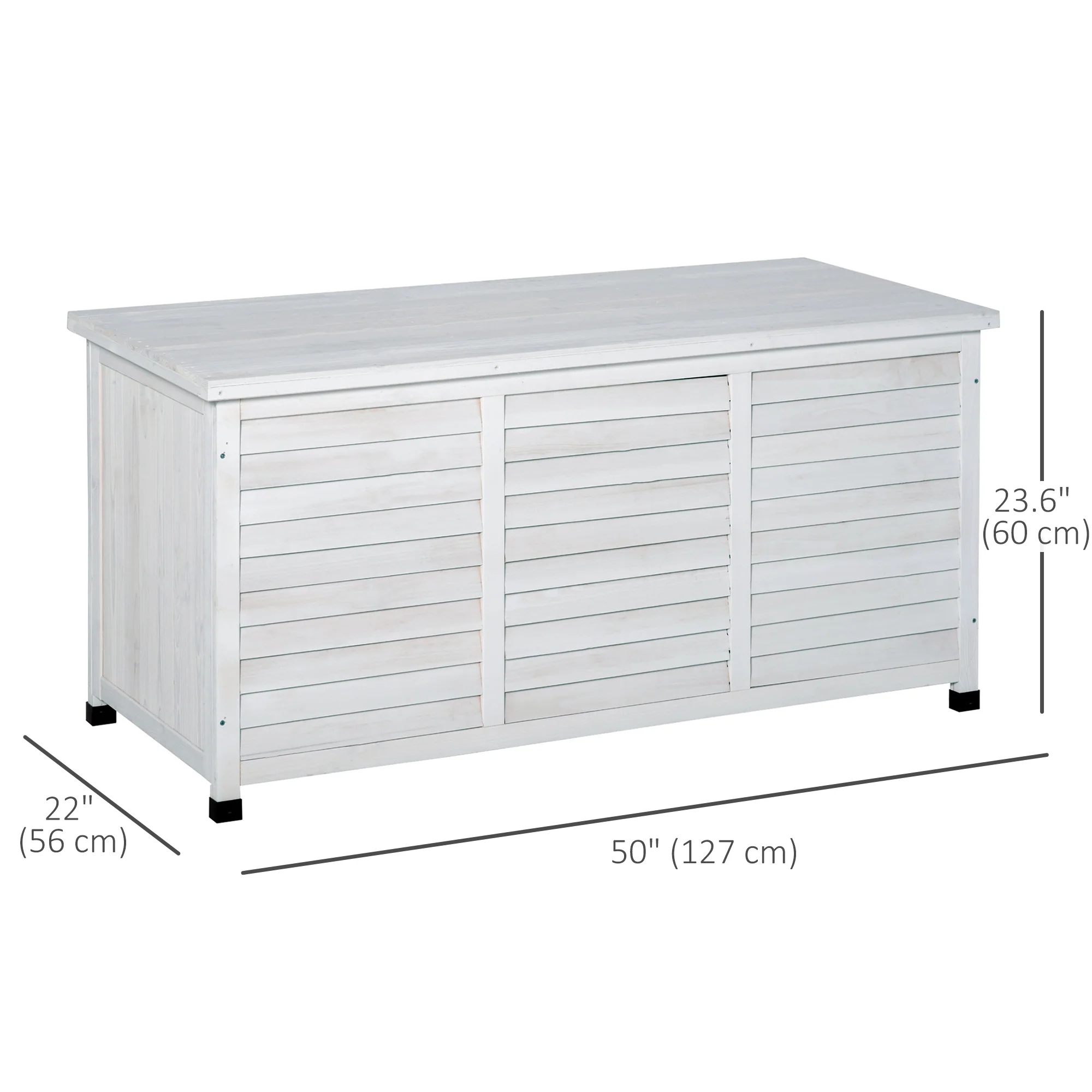 75 Gallon Wooden Deck Box with Weather-Resistant Finish, White - Image 5
