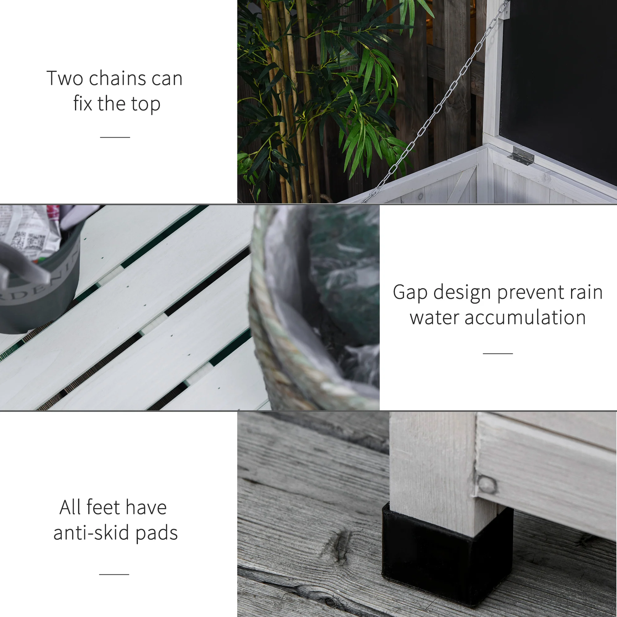 75 Gallon Wooden Deck Box with Weather-Resistant Finish, White - Image 8
