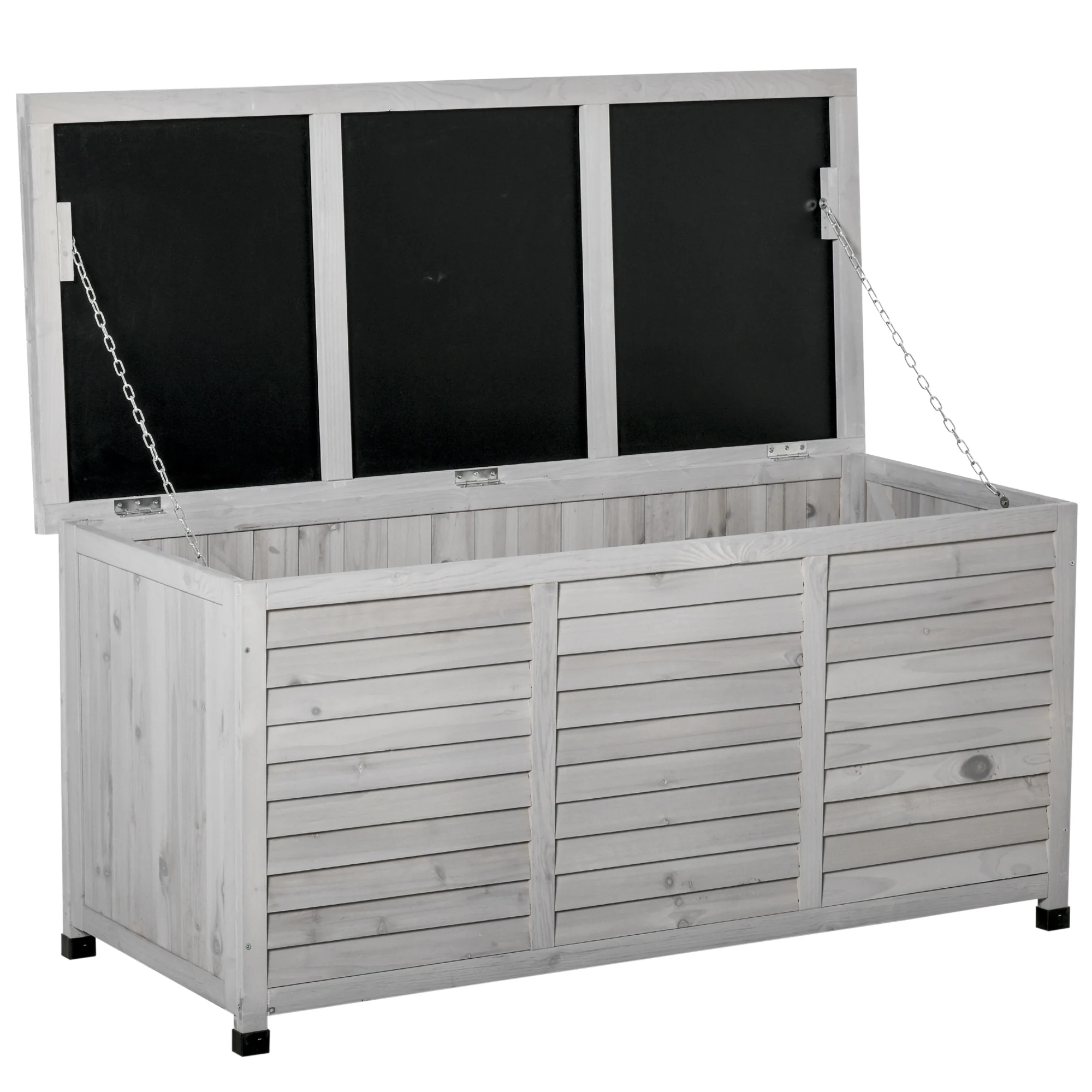 75 Gallon Wooden Deck Box with Weather-Resistant Finish, Grey