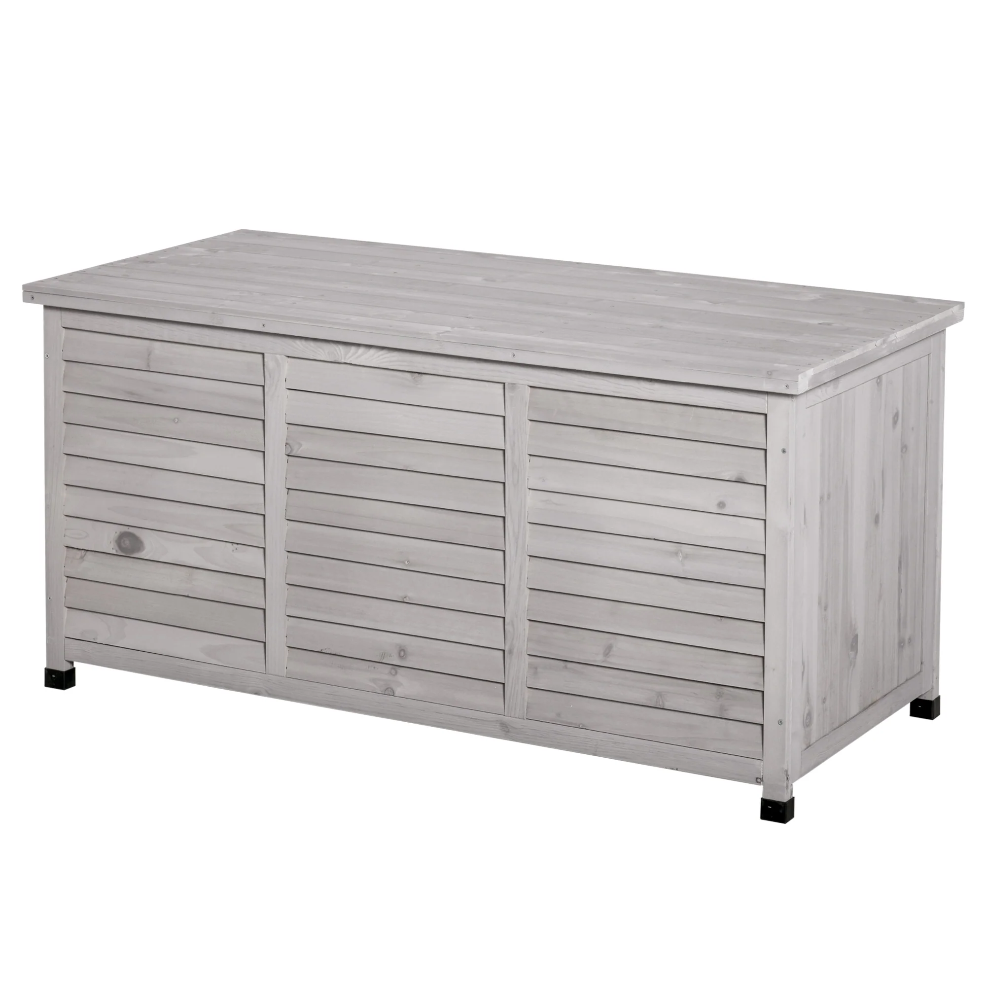 75 Gallon Wooden Deck Box with Weather-Resistant Finish, Grey - Image 2