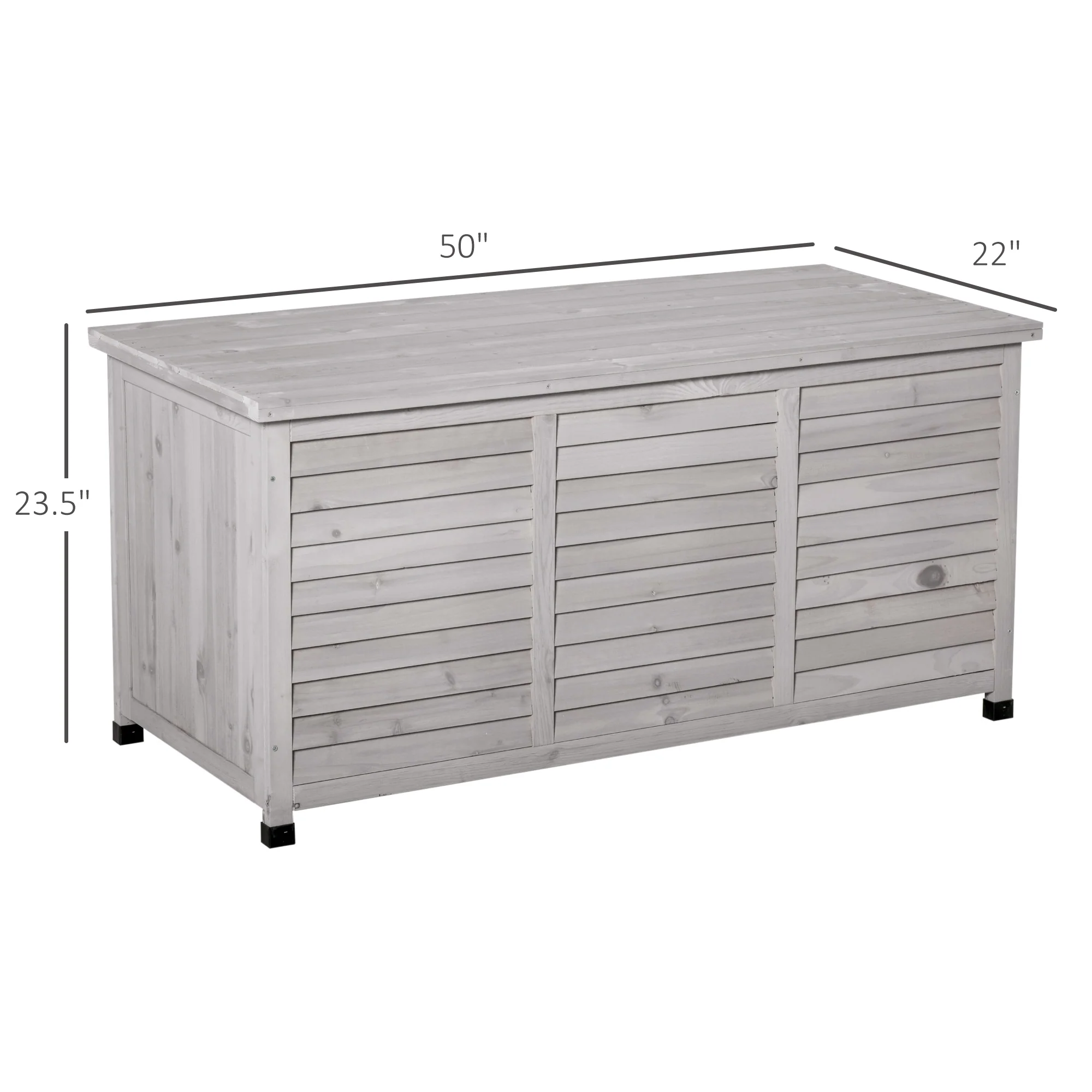75 Gallon Wooden Deck Box with Weather-Resistant Finish, Grey - Image 5
