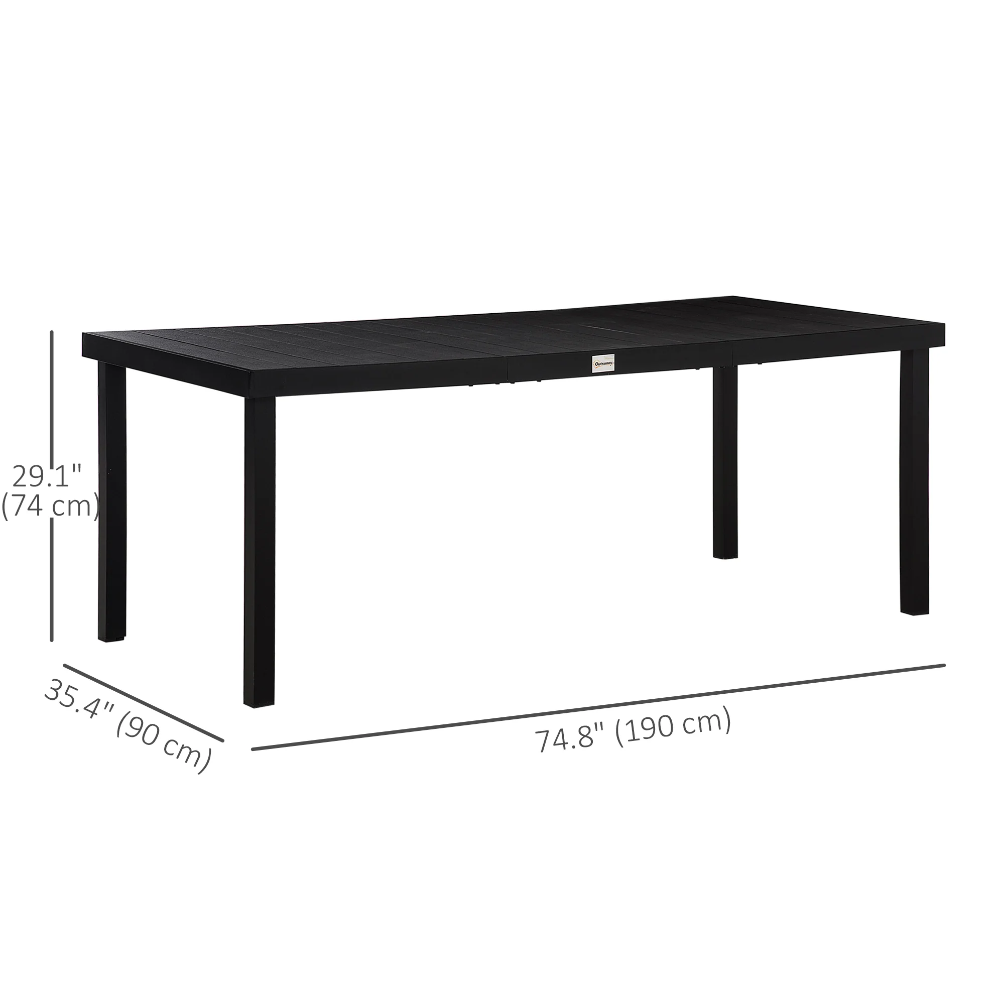 Patio Dining Table for 8, Rectangular Aluminum Outdoor Table for Garden Lawn, Black - Image 5