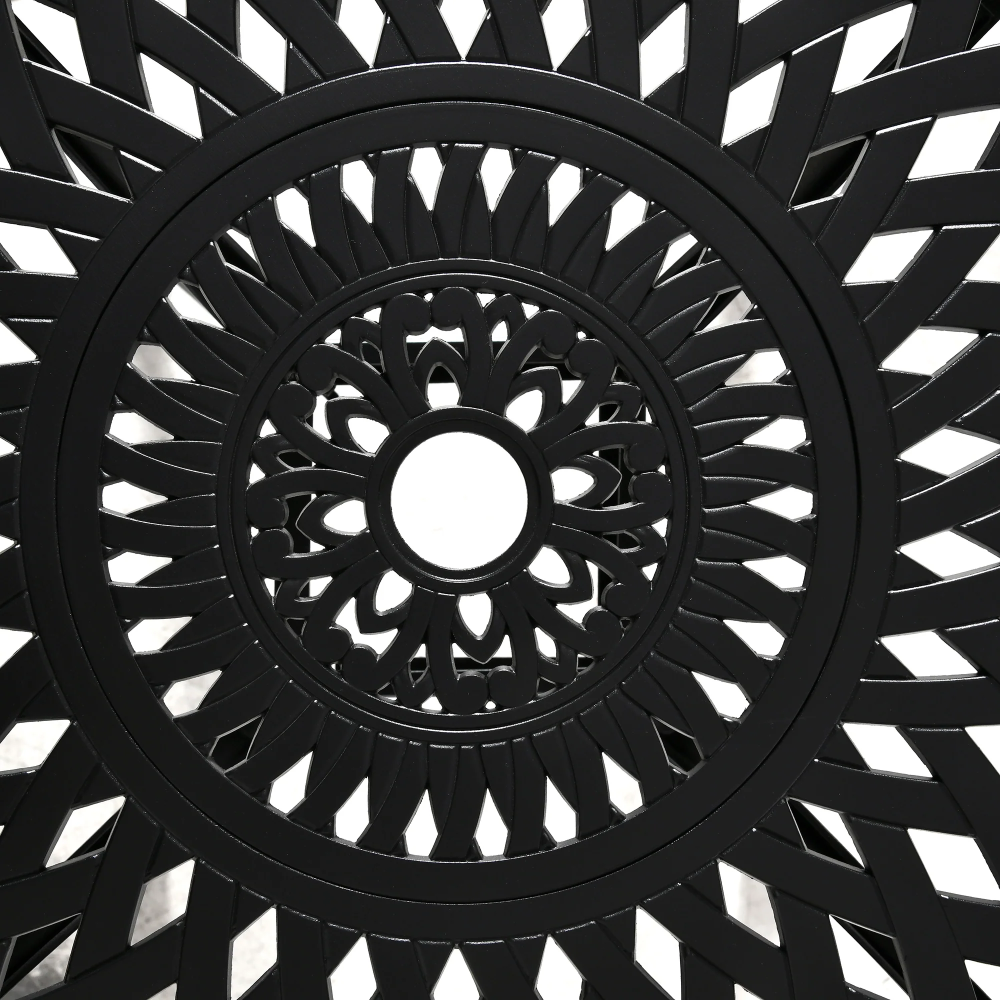 78 cm Round Cast Aluminium Garden Table with Parasol Hole, Black - Image 10