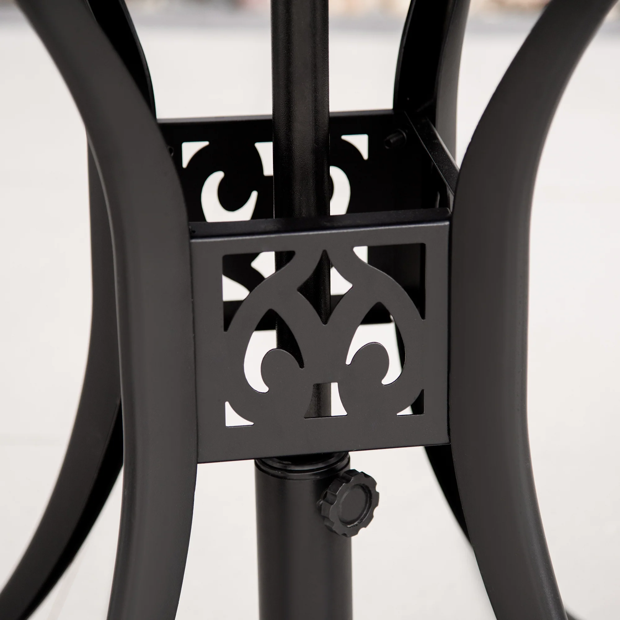78 cm Round Cast Aluminium Garden Table with Parasol Hole, Black - Image 11