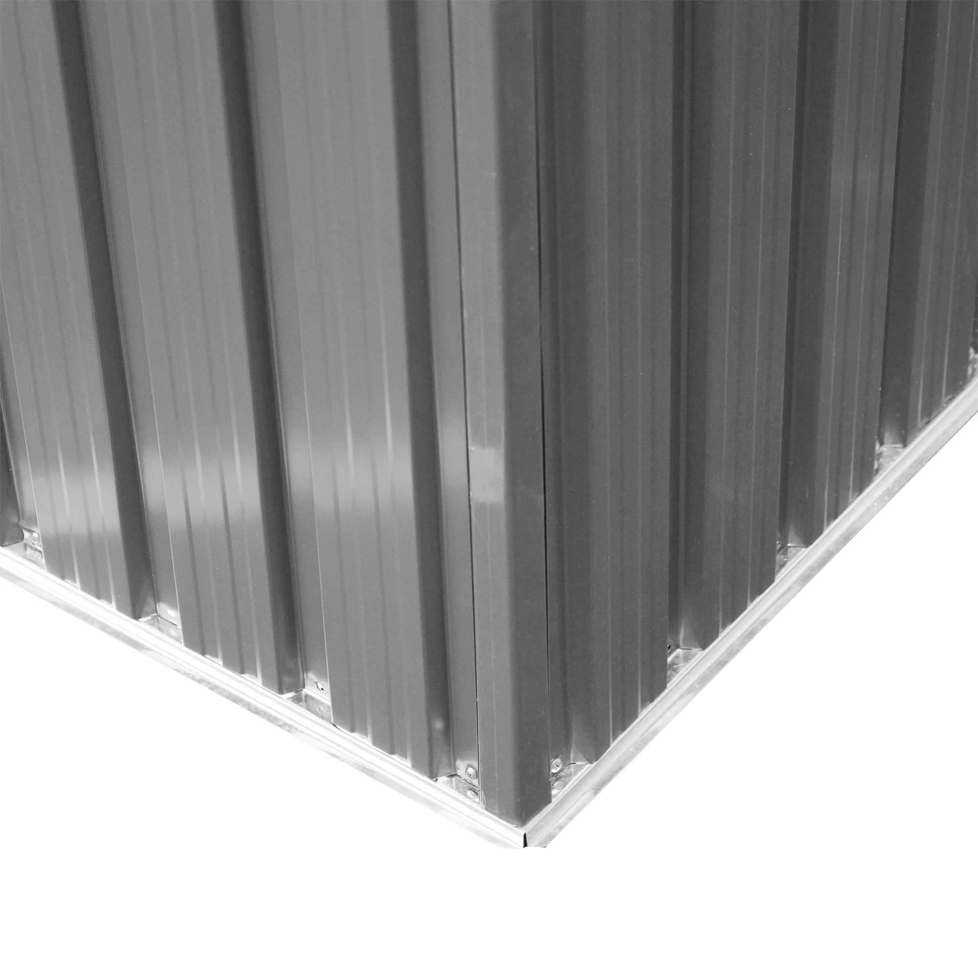 8.5' x 6' Metal Garden Shed with Skylight & Double Doors, Grey - Image 10