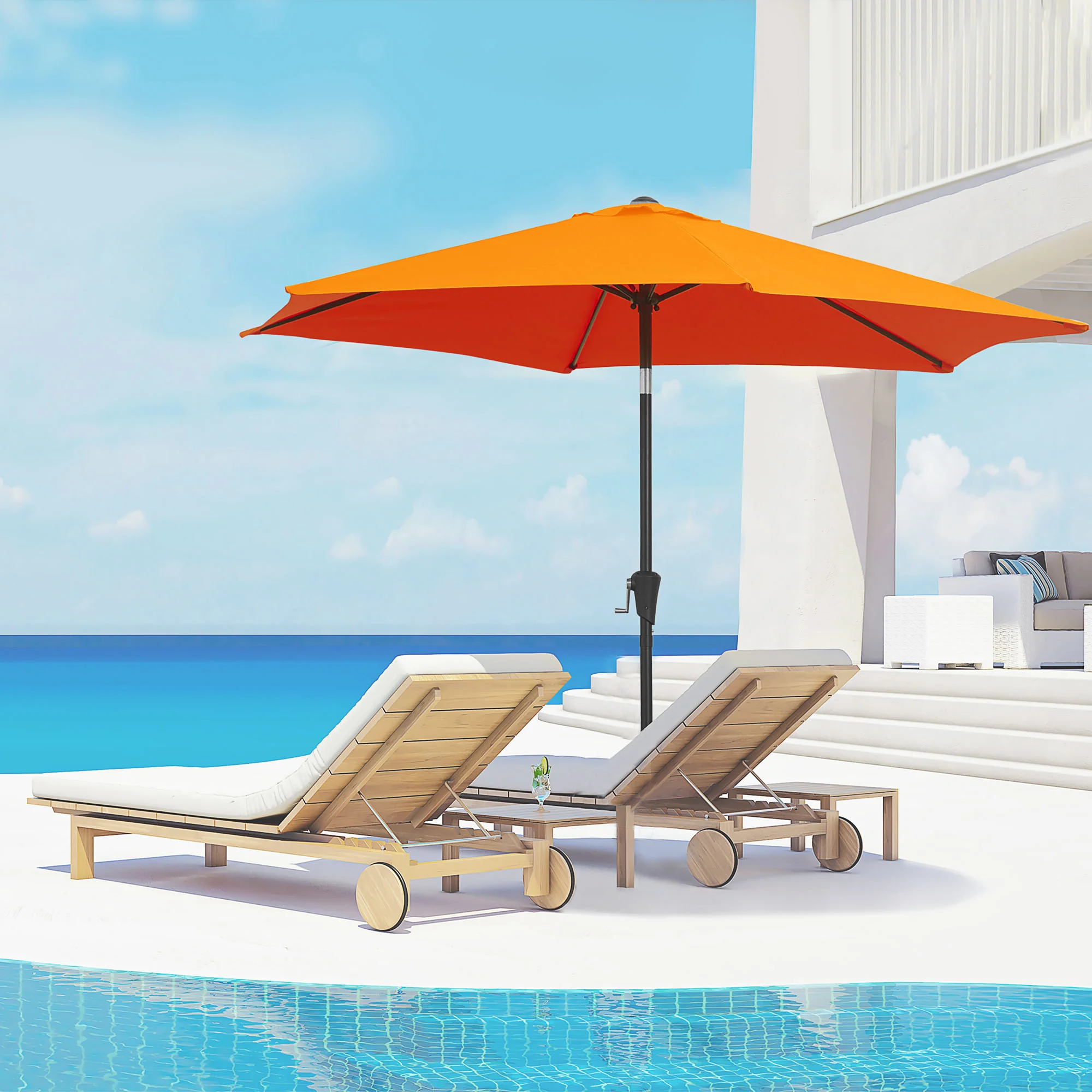 8.5ft Patio Umbrella with Crank Handle and Tilt, Orange - Image 4
