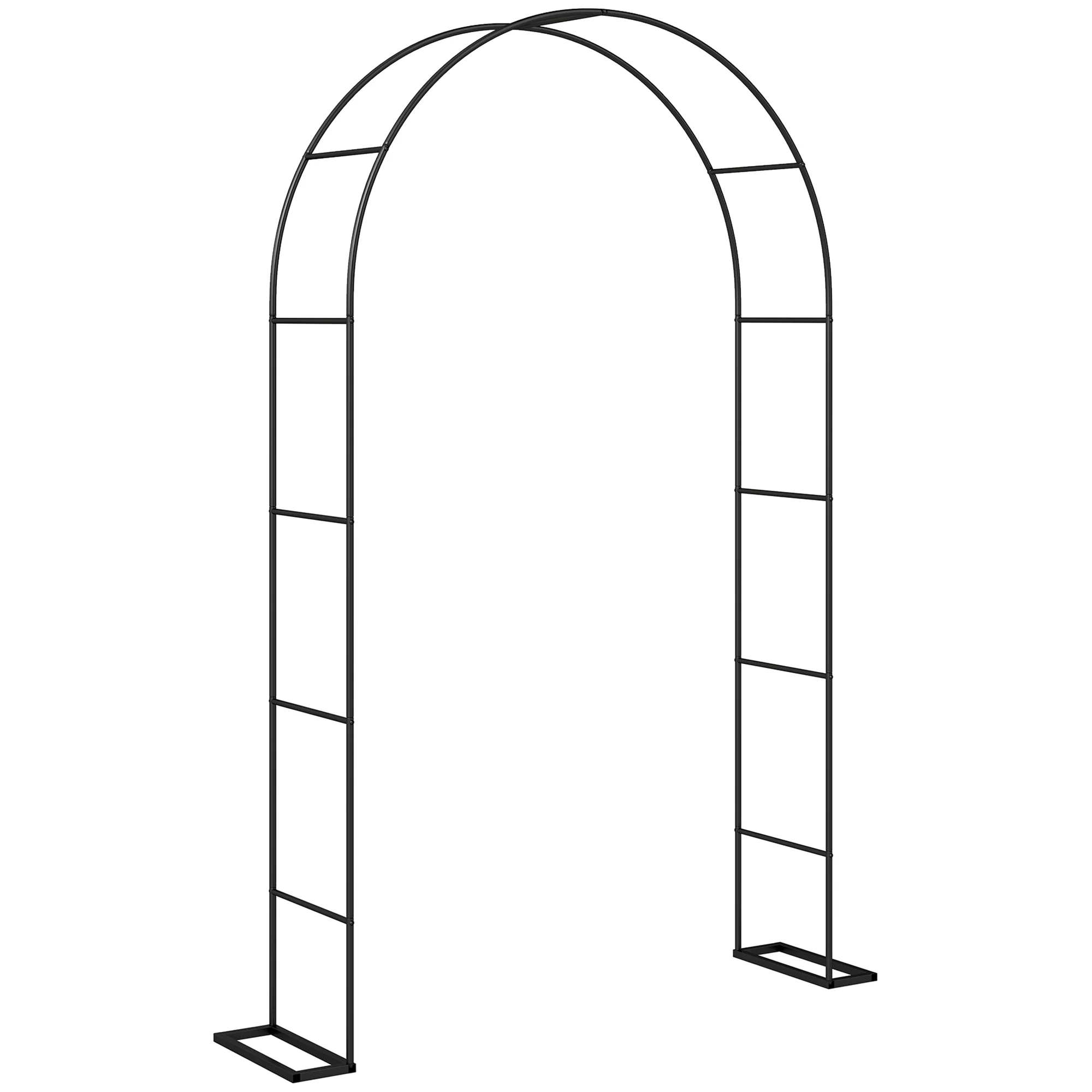 8 ft Steel Garden Arch Trellis with Base, Black - Image 12
