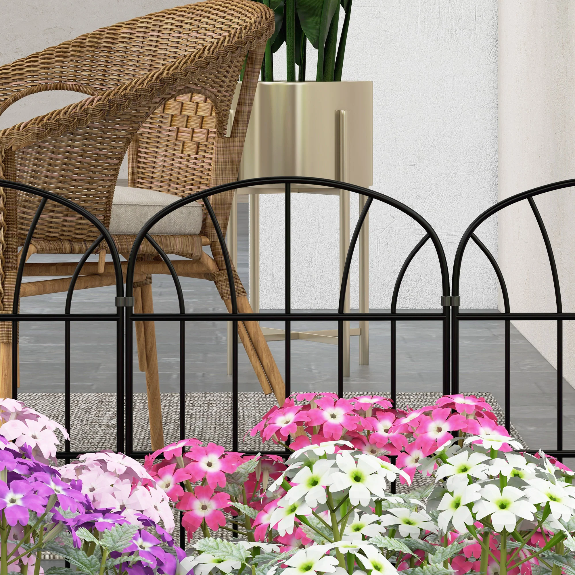 8 Panels Rustproof Metal Decorative Garden Fence, Landscape Flower Bed Border, Black - Image 10