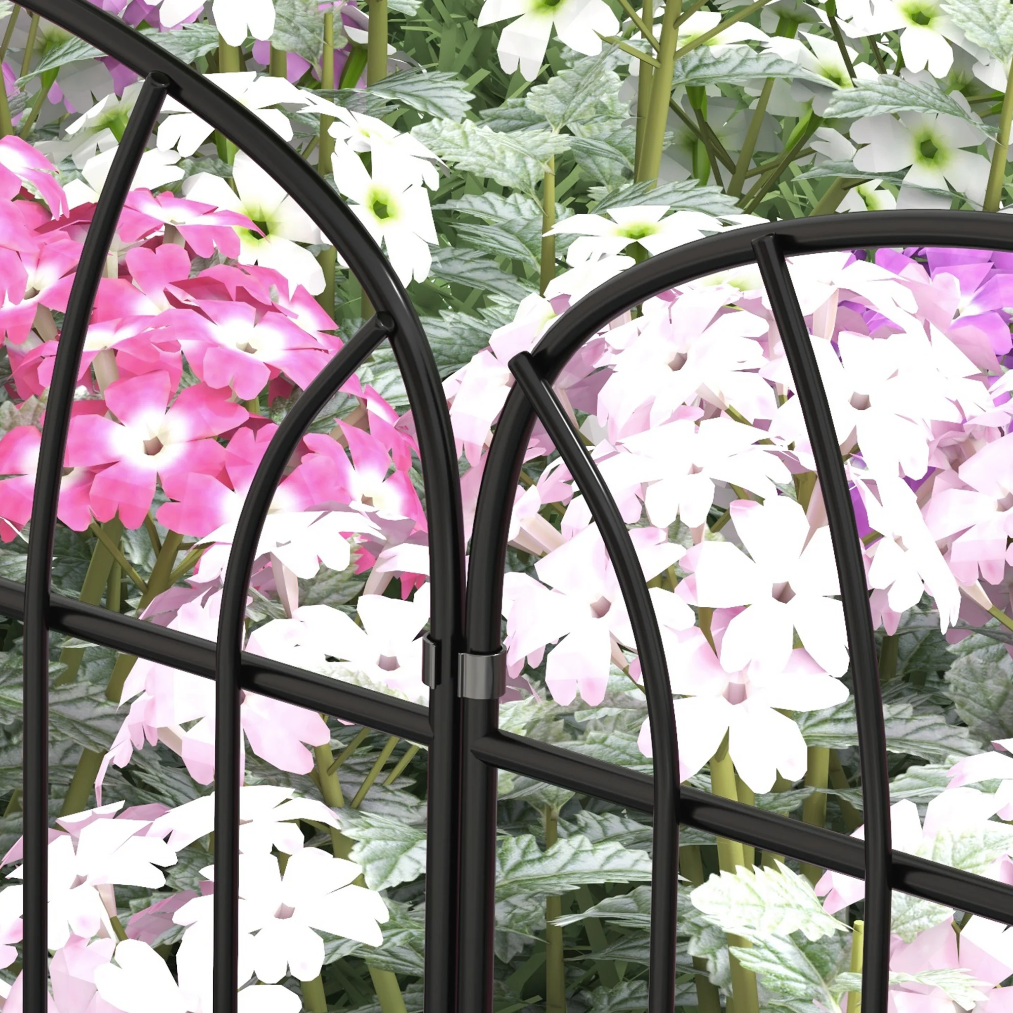 8 Panels Rustproof Metal Decorative Garden Fence, Landscape Flower Bed Border, Black - Image 11