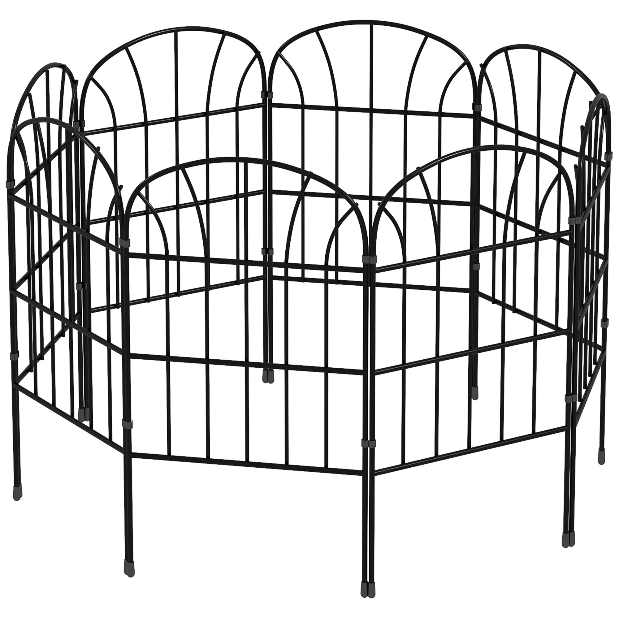 8 Panels Rustproof Metal Decorative Garden Fence, Landscape Flower Bed Border, Black - Image 2