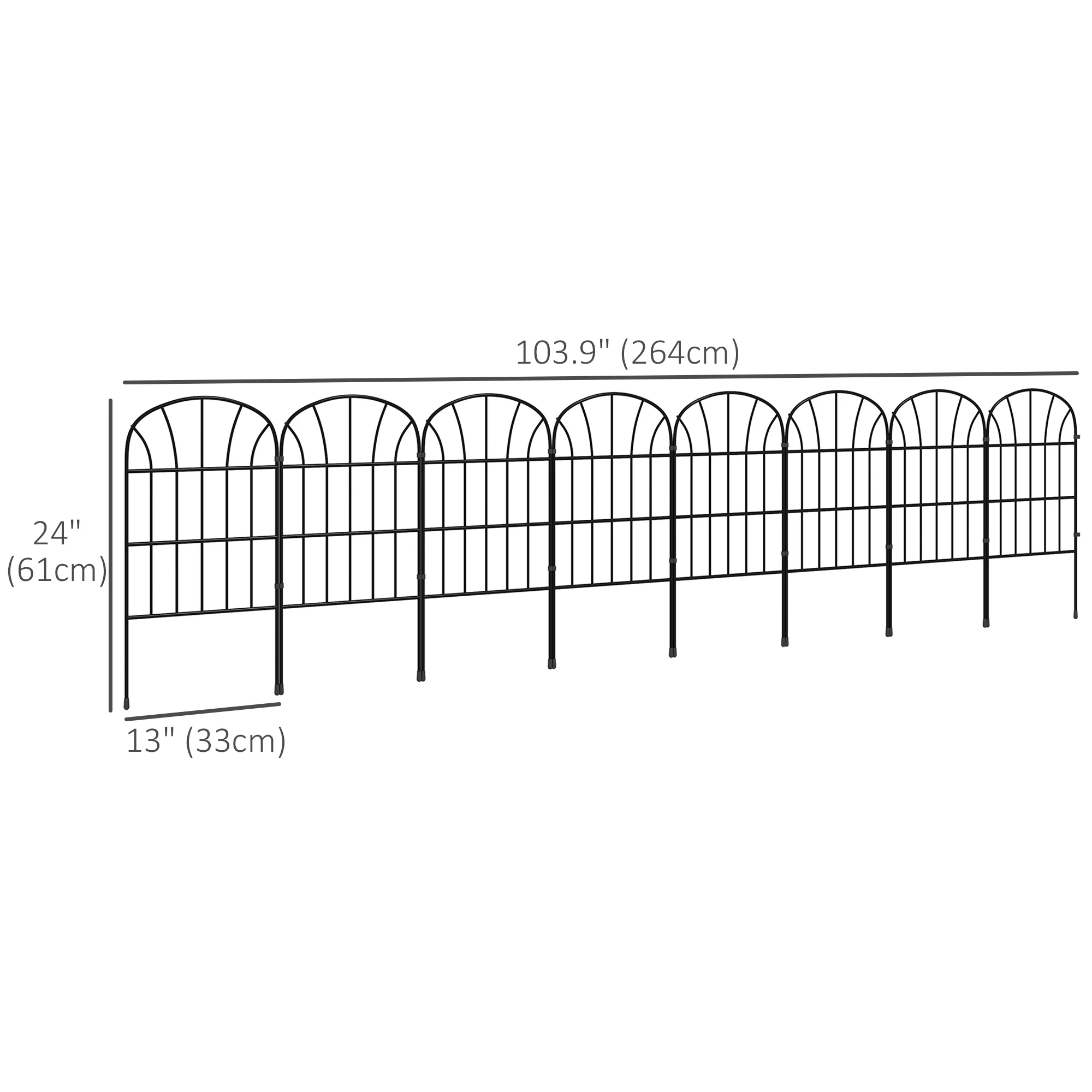 8 Panels Rustproof Metal Decorative Garden Fence, Landscape Flower Bed Border, Black - Image 5