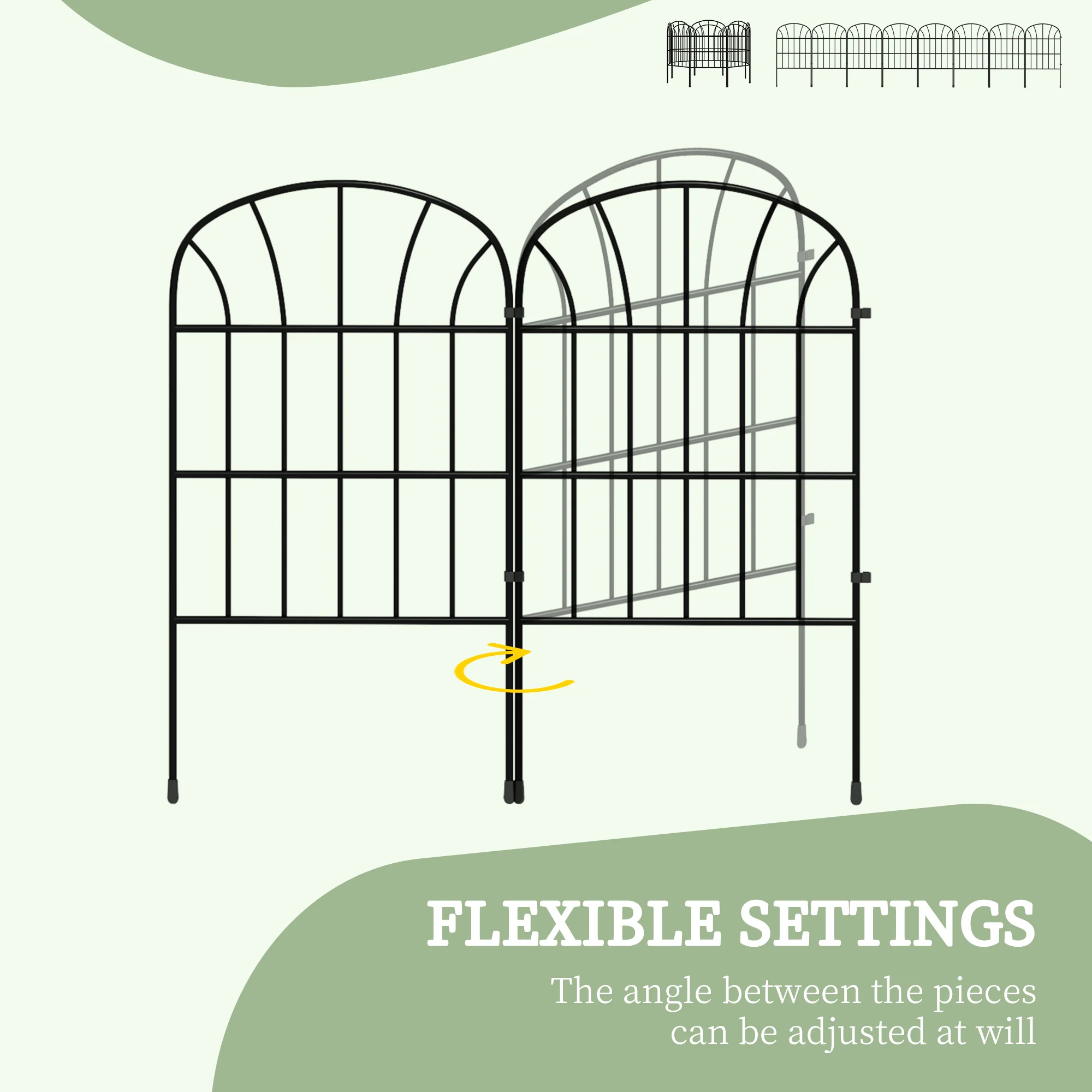 8 Panels Rustproof Metal Decorative Garden Fence, Landscape Flower Bed Border, Black - Image 7
