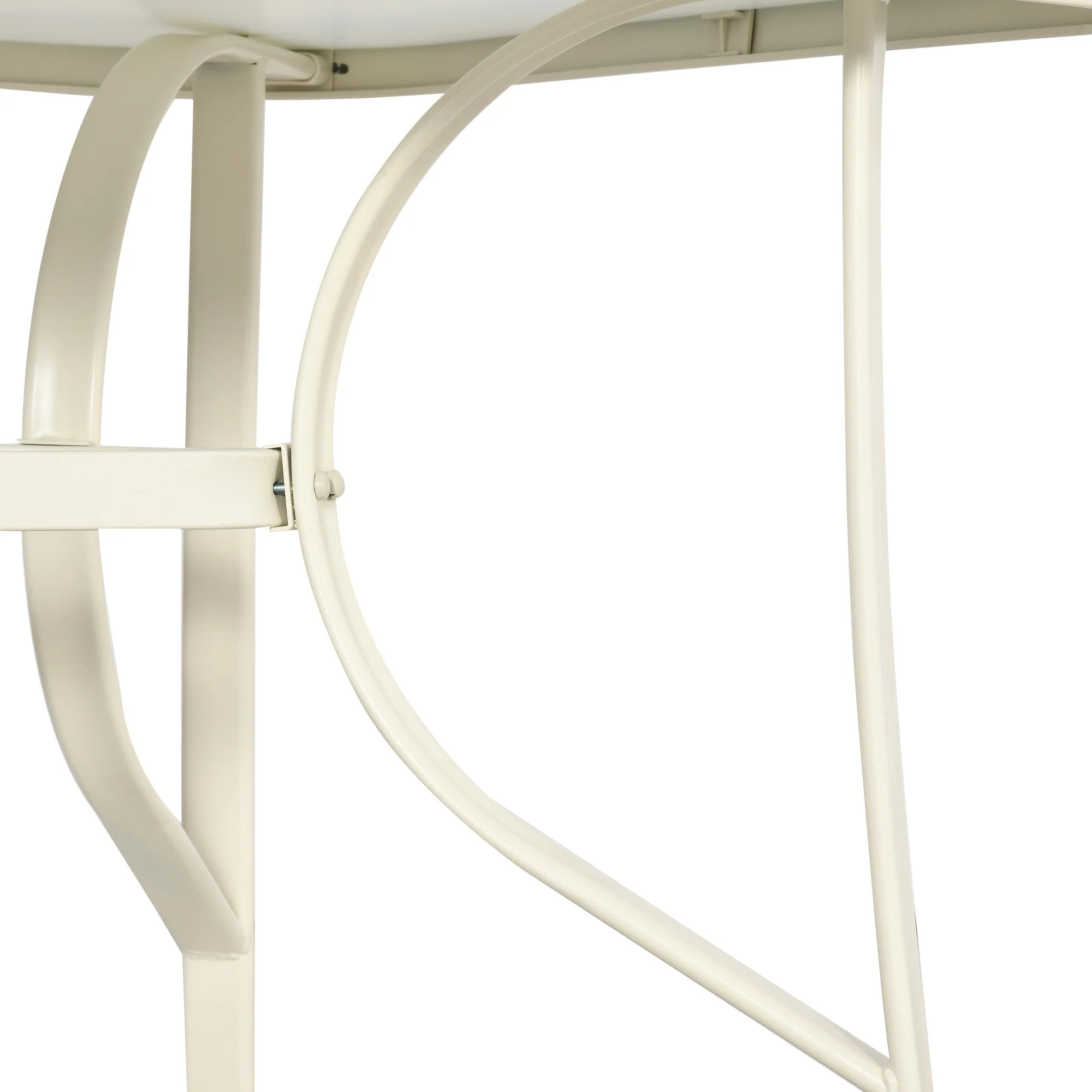8 Pieces Outdoor Patio Dining Set with Umbrella, 6 Sling Chairs and Table, Cream White - Image 10