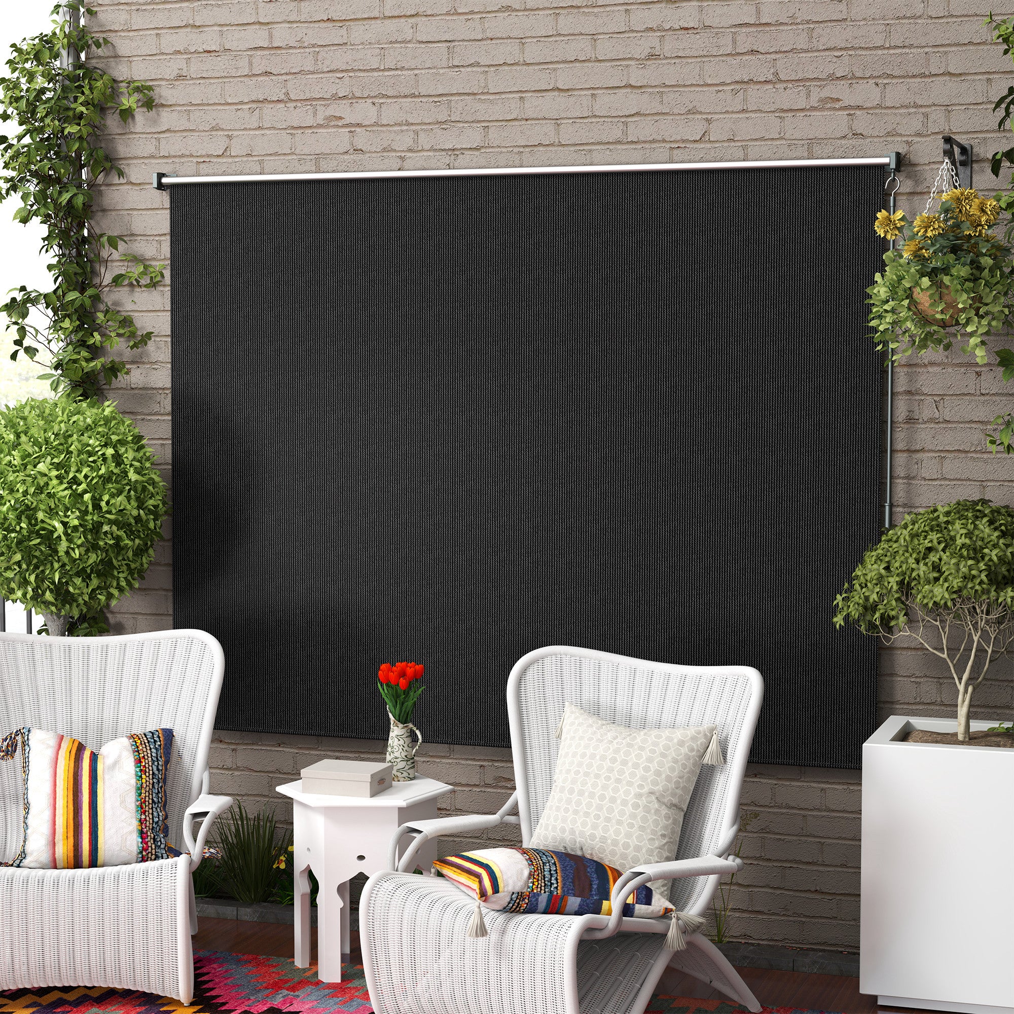8'W x 6'H Roller Shades for Porch Balcony Gazebo, Black - Image 3