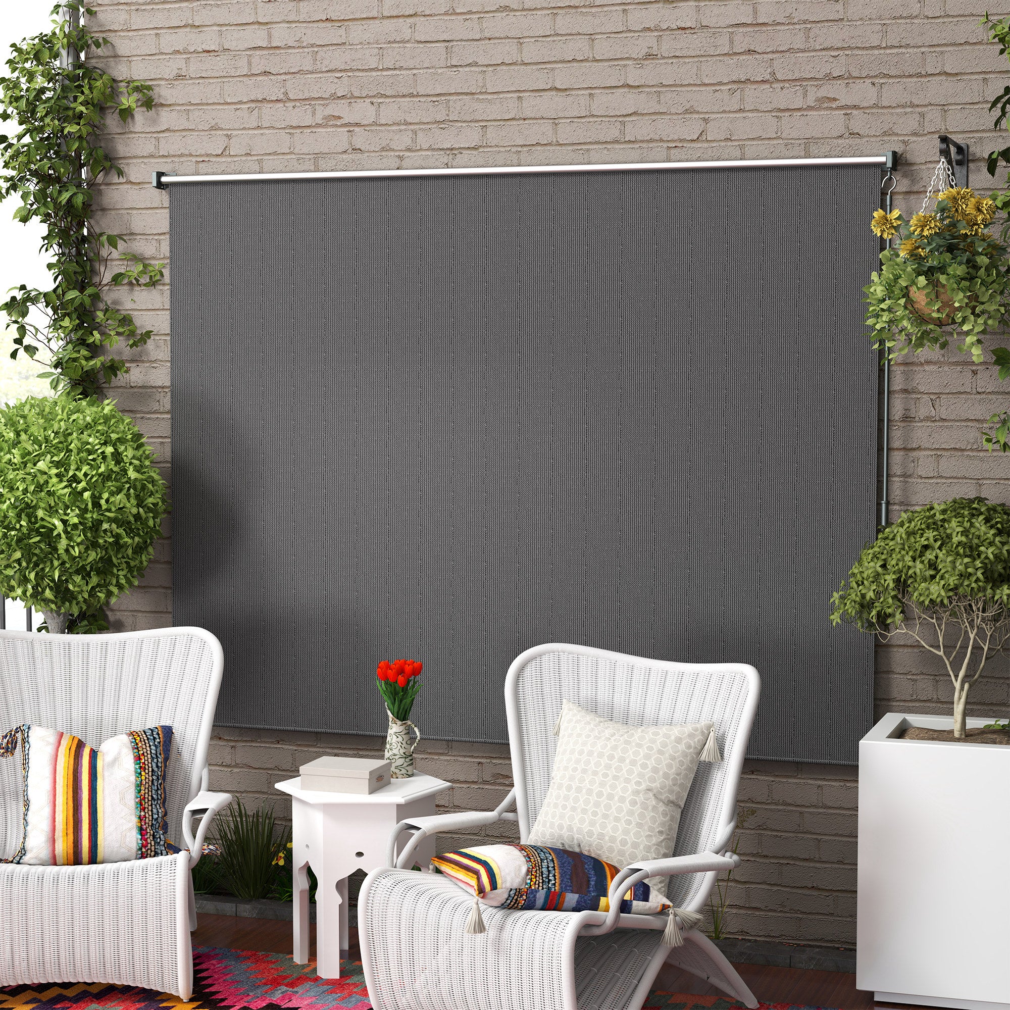 8'W x 6'H Roller Shades for Porch Balcony Gazebo, Dark Grey - Image 3