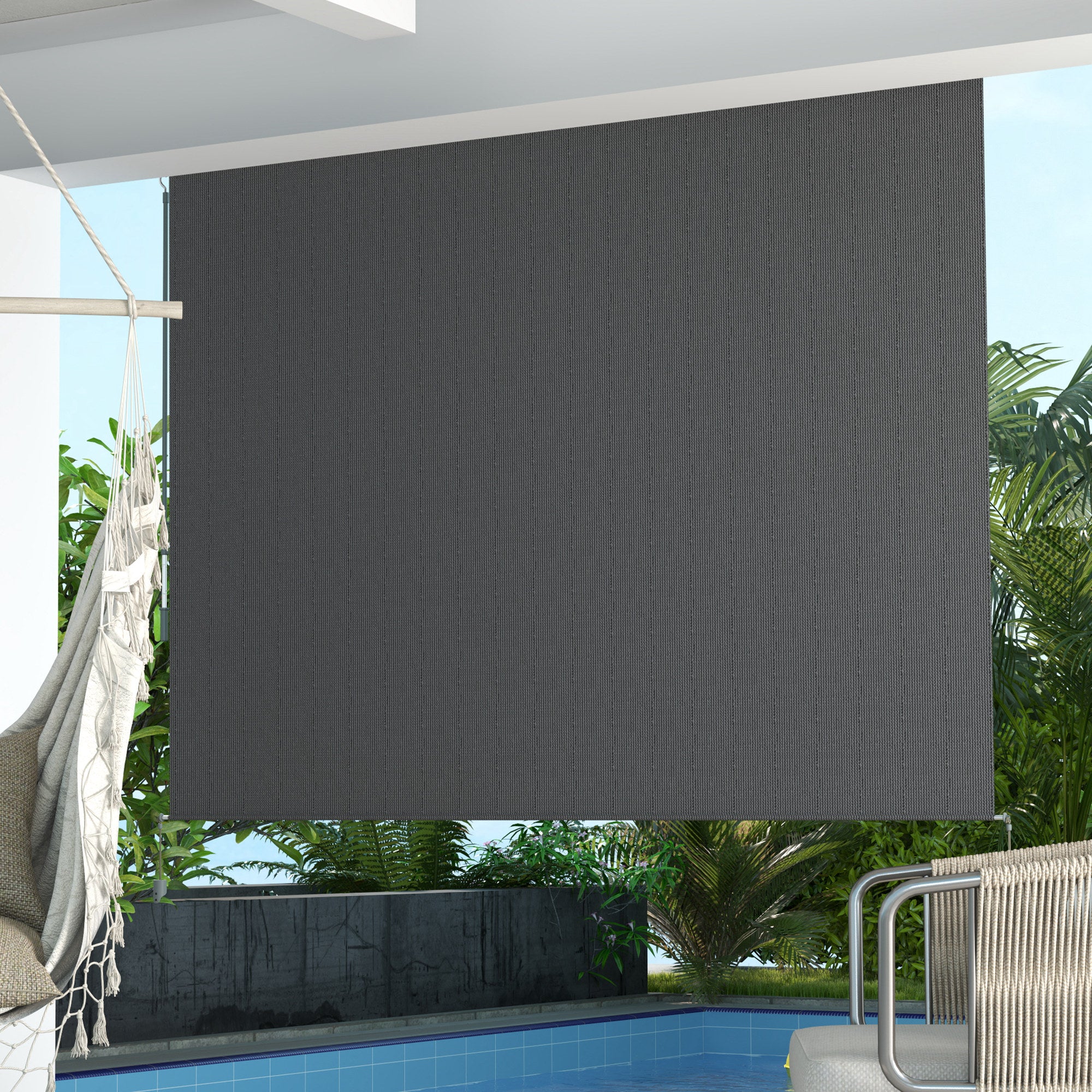 8'W x 6'H Roller Shades for Porch Balcony Gazebo, Dark Grey - Image 4