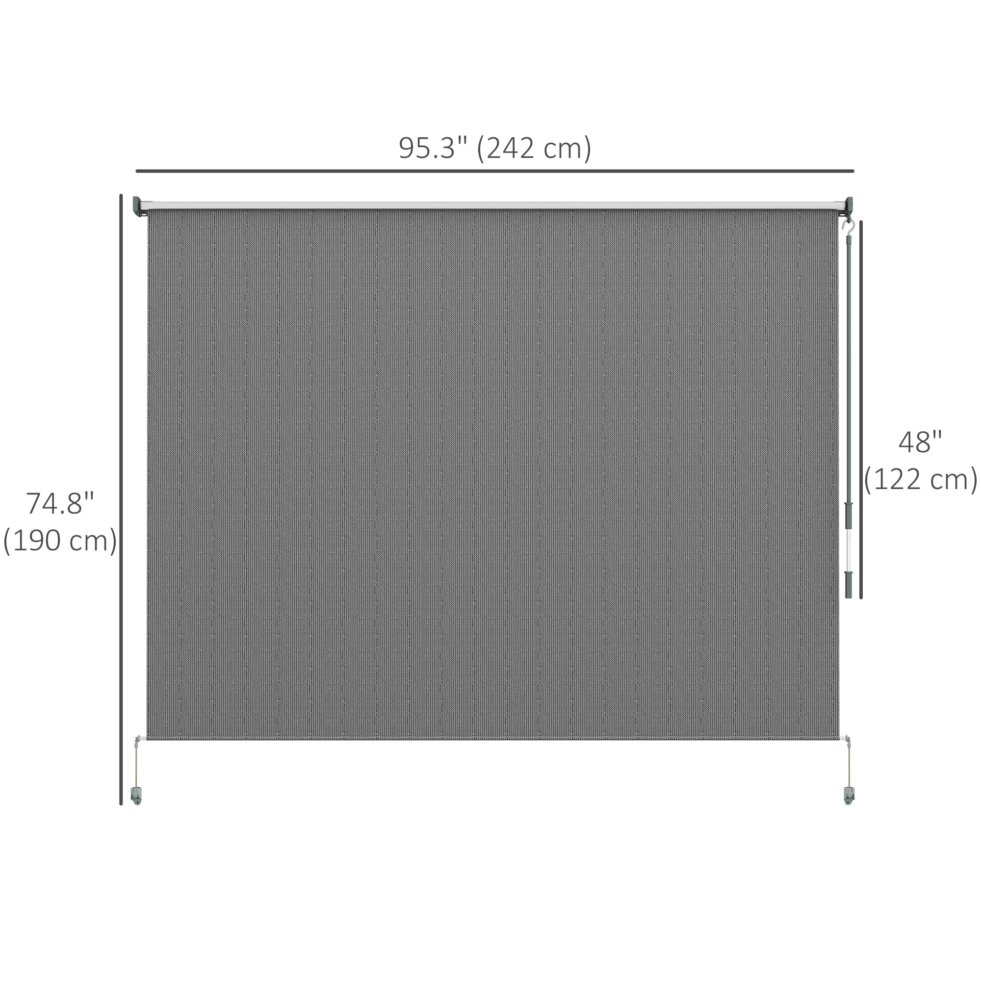 8'W x 6'H Roller Shades for Porch Balcony Gazebo, Dark Grey - Image 5