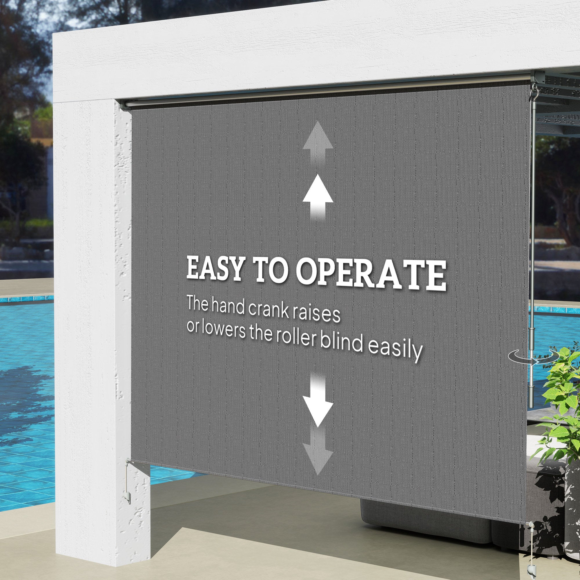 8'W x 6'H Roller Shades for Porch Balcony Gazebo, Dark Grey - Image 8