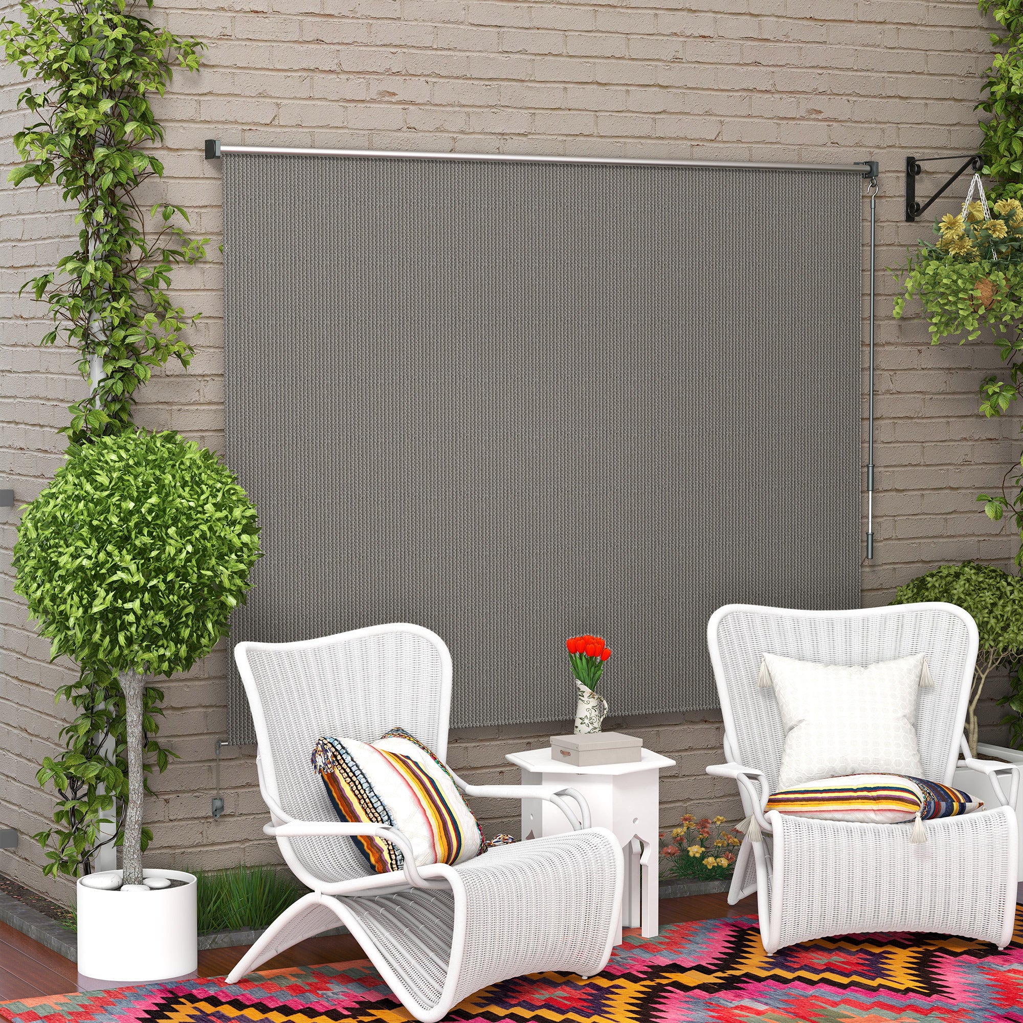 8'W x 6'H Roller Shades for Porch Balcony Gazebo, Light Grey - Image 3