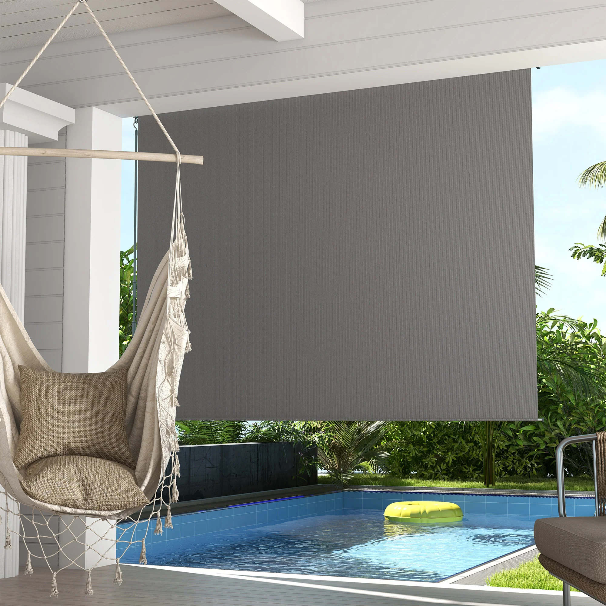 8'W x 6'H Roller Shades for Porch Balcony Gazebo, Light Grey - Image 4