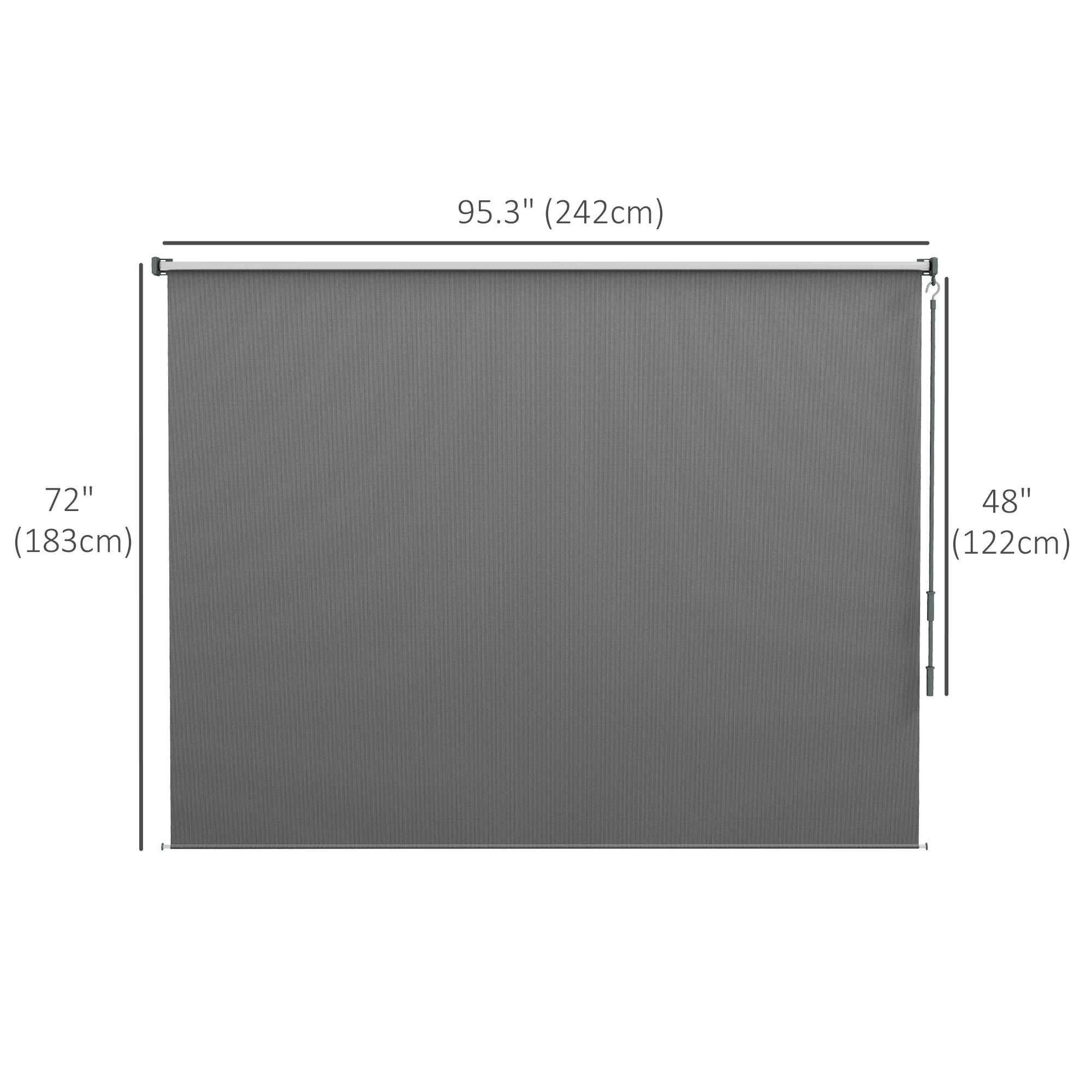 8'W x 6'H Roller Shades for Porch Balcony Gazebo, Light Grey - Image 5