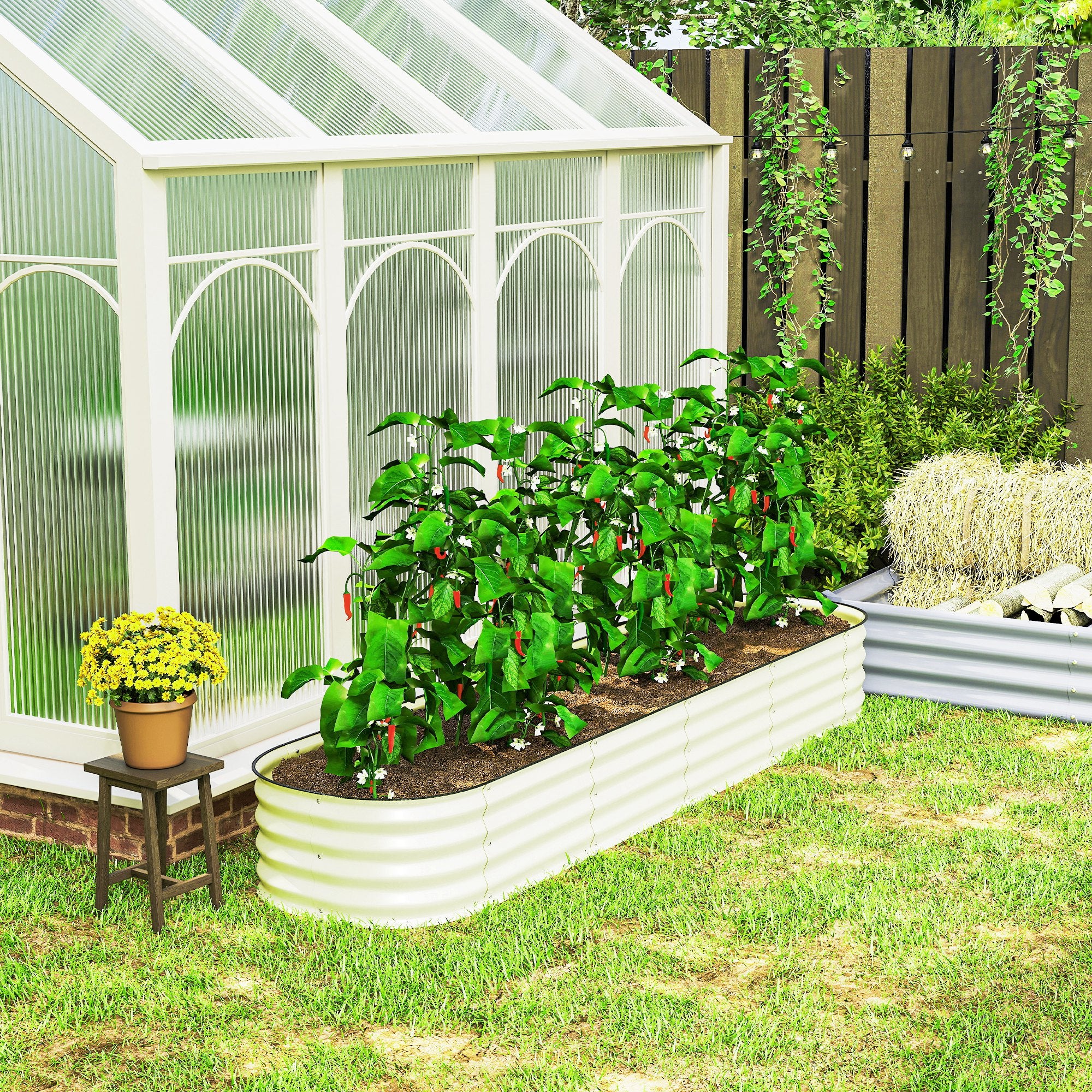 8' x 2' x 1' Galvanized Raised Garden Bed Kit, Cream - Image 11