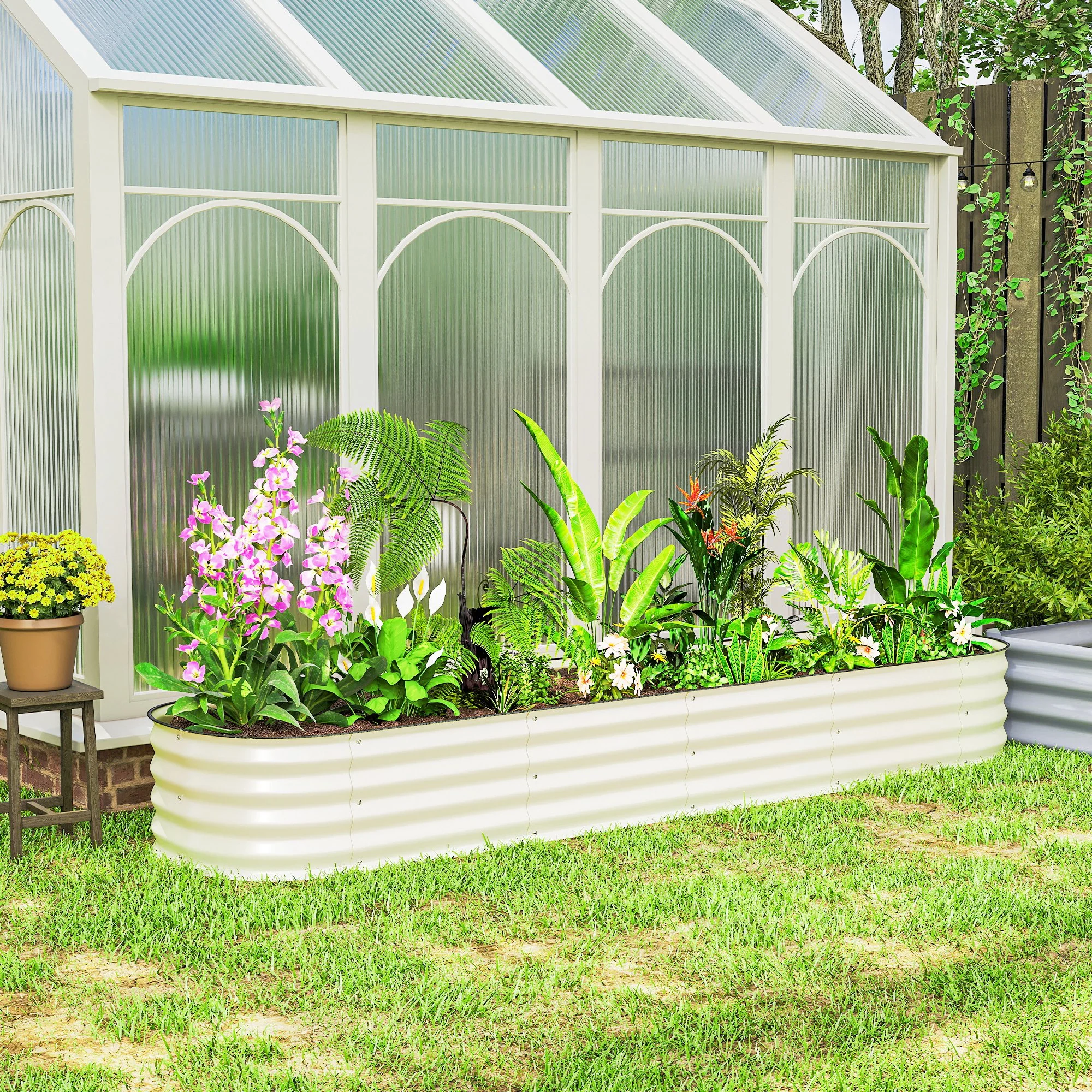 8' x 2' x 1' Galvanized Raised Garden Bed Kit, Cream - Image 4