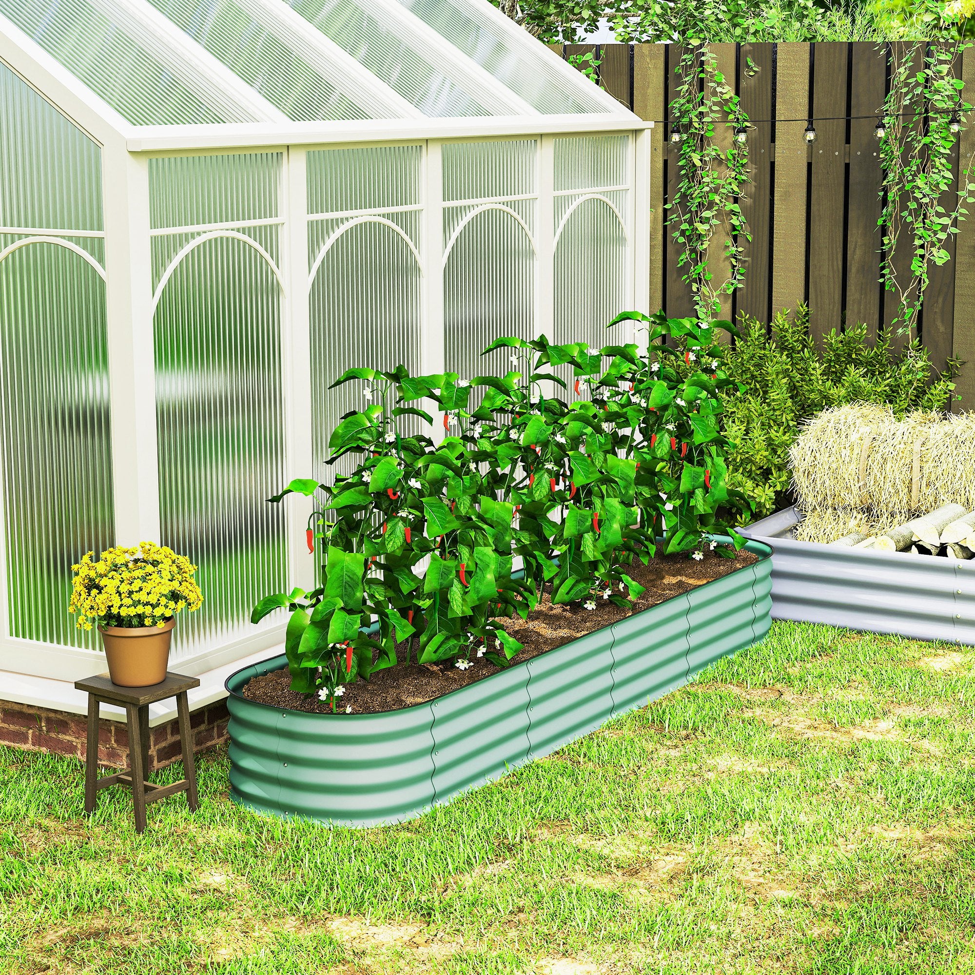 8' x 2' x 1' Galvanized Raised Garden Bed Kit, Green - Image 11