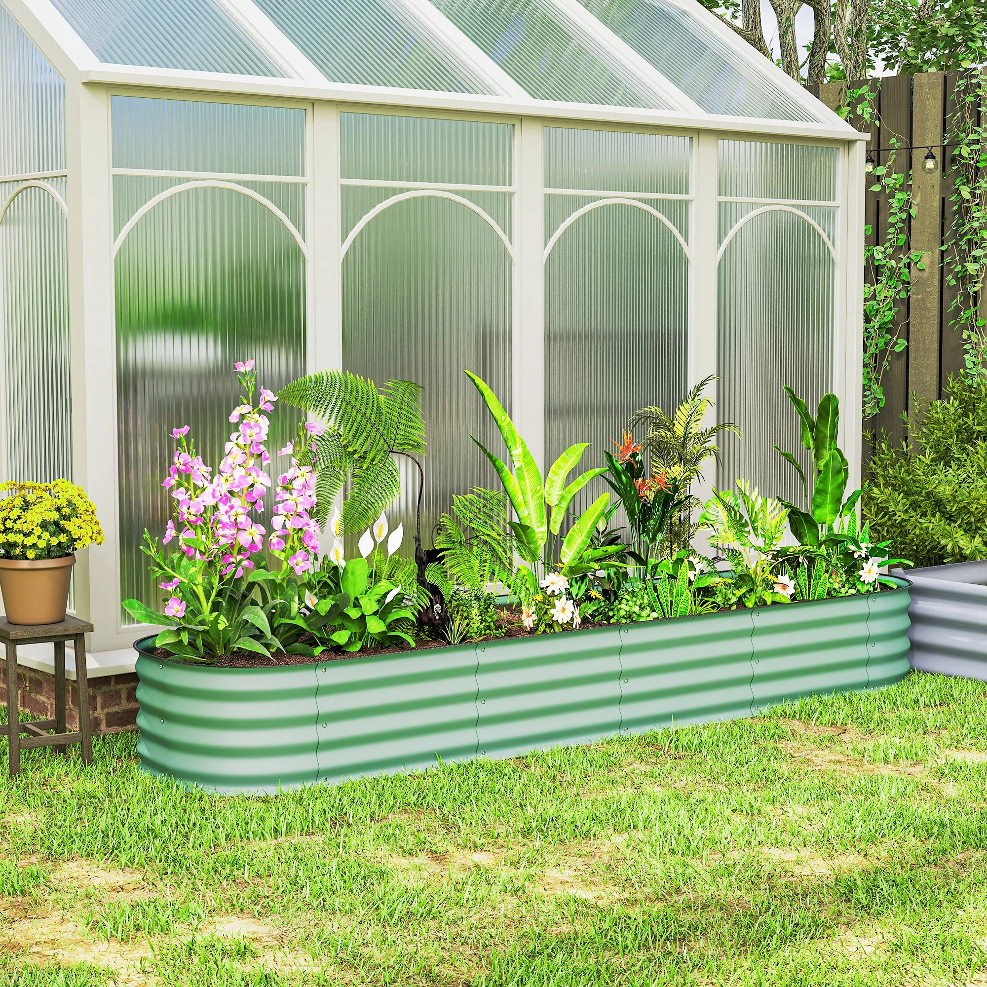 8' x 2' x 1' Galvanized Raised Garden Bed Kit, Green - Image 4