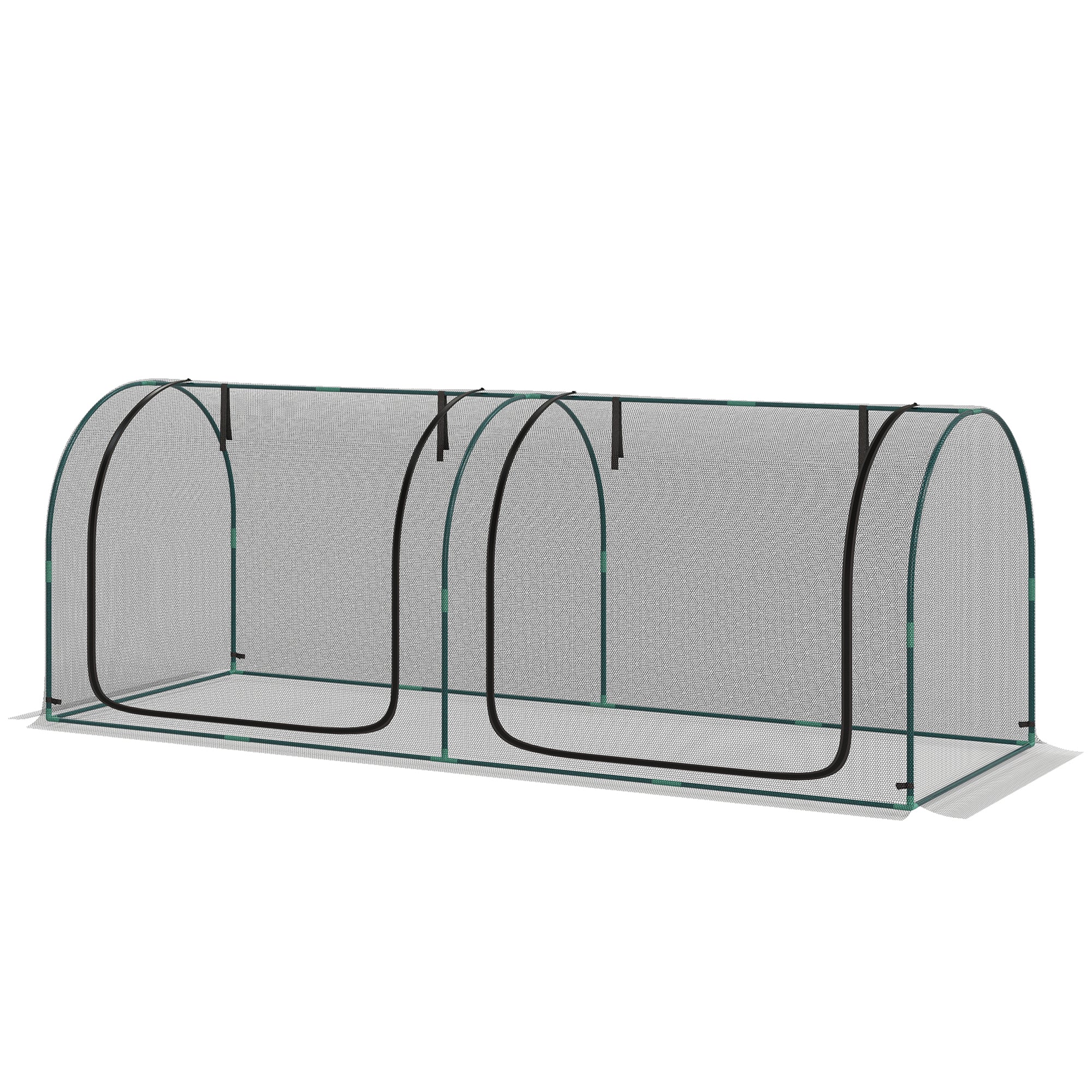 8' x 3' Crop Cage, Plant Protection Tent, with Two Zippered Doors and 4 Ground Stakes, for Garden, Yard, Lawn, Black - Image 2