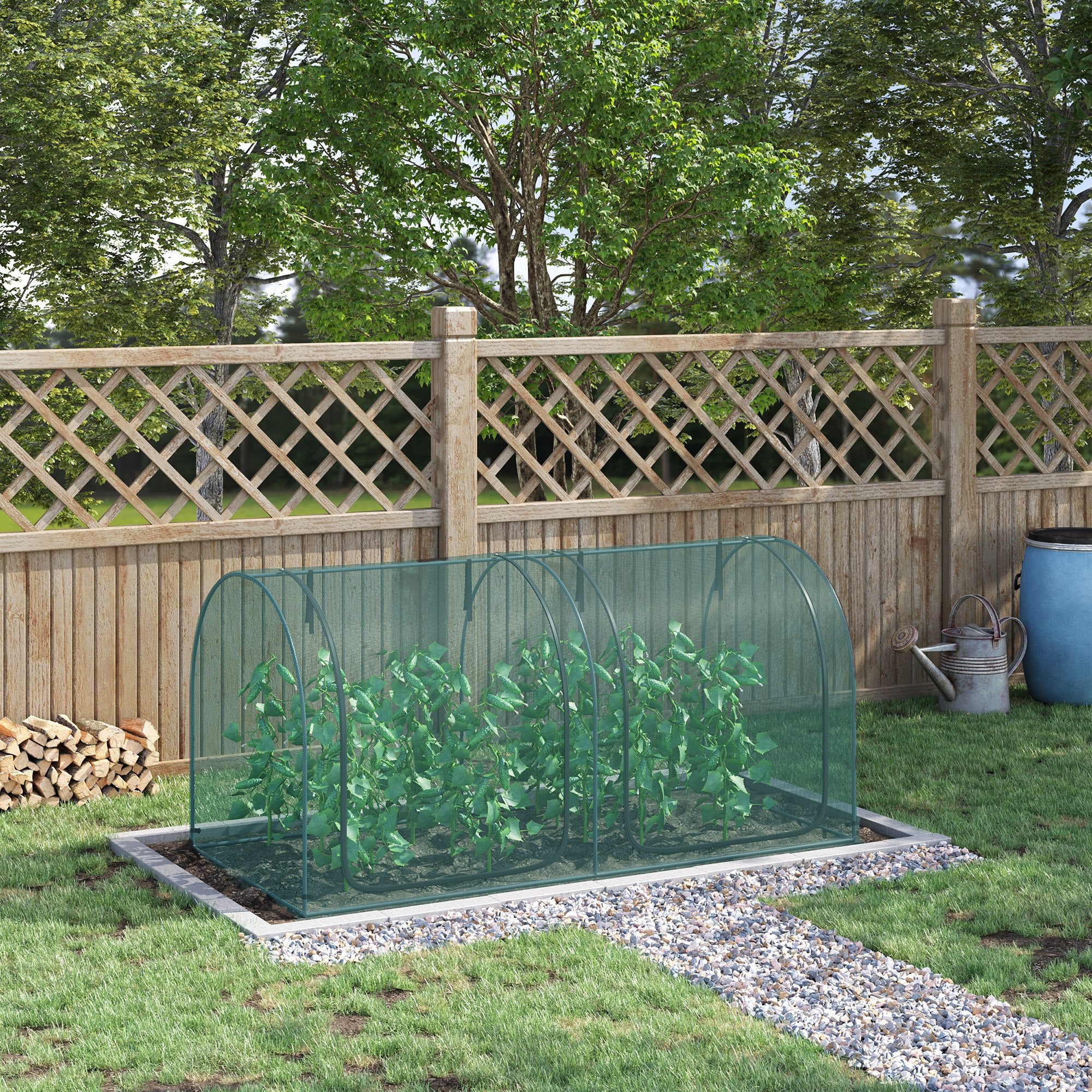 8' x 3' Crop Cage with 2 Zippered Doors & Stakes, Dark Green - Image 4
