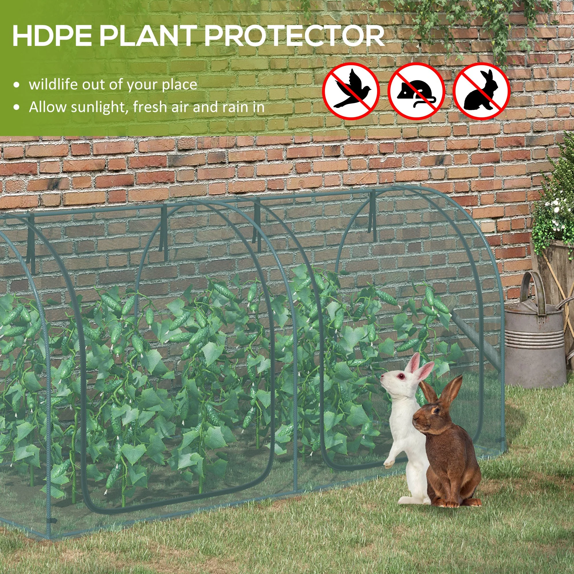 8' x 4' Crop Cage with 2 Zippered Doors & Stakes, Dark Green - Image 6