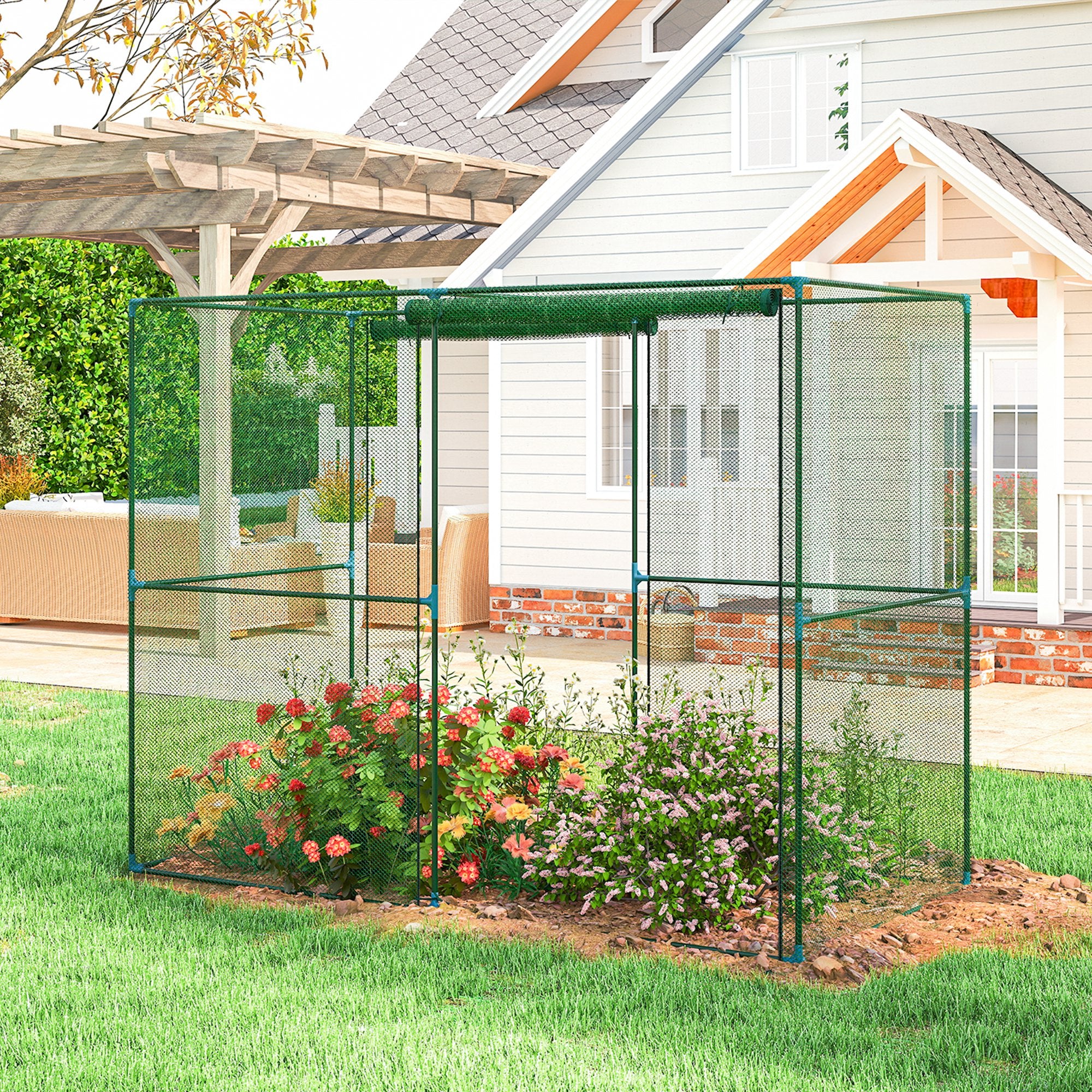 8' x 4' Crop Cage, Plant Protection Tent with Zippered Doors for Vegetable Garden, Backyard, Green - Image 10