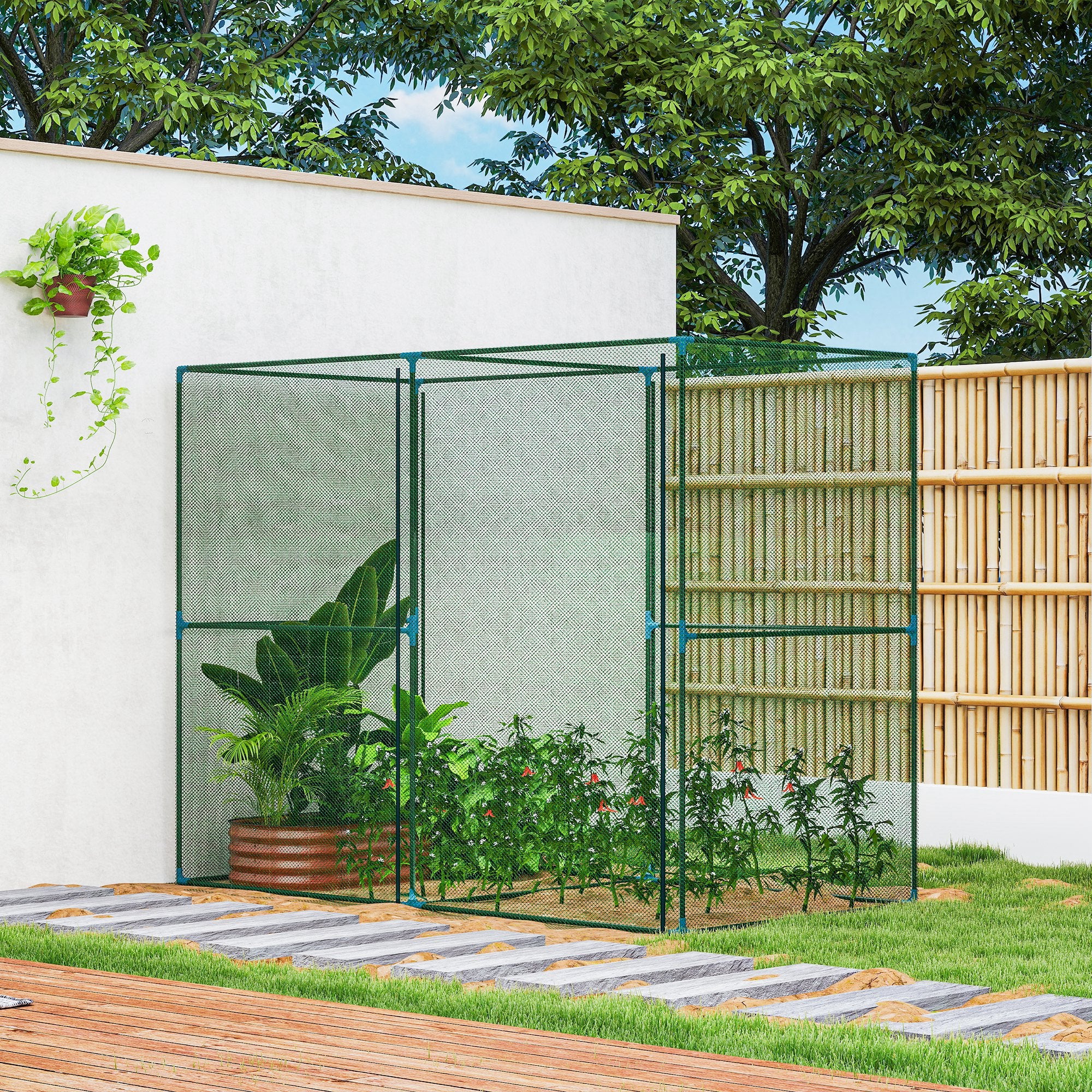 8' x 4' Crop Cage, Plant Protection Tent with Zippered Doors for Vegetable Garden, Backyard, Green - Image 11