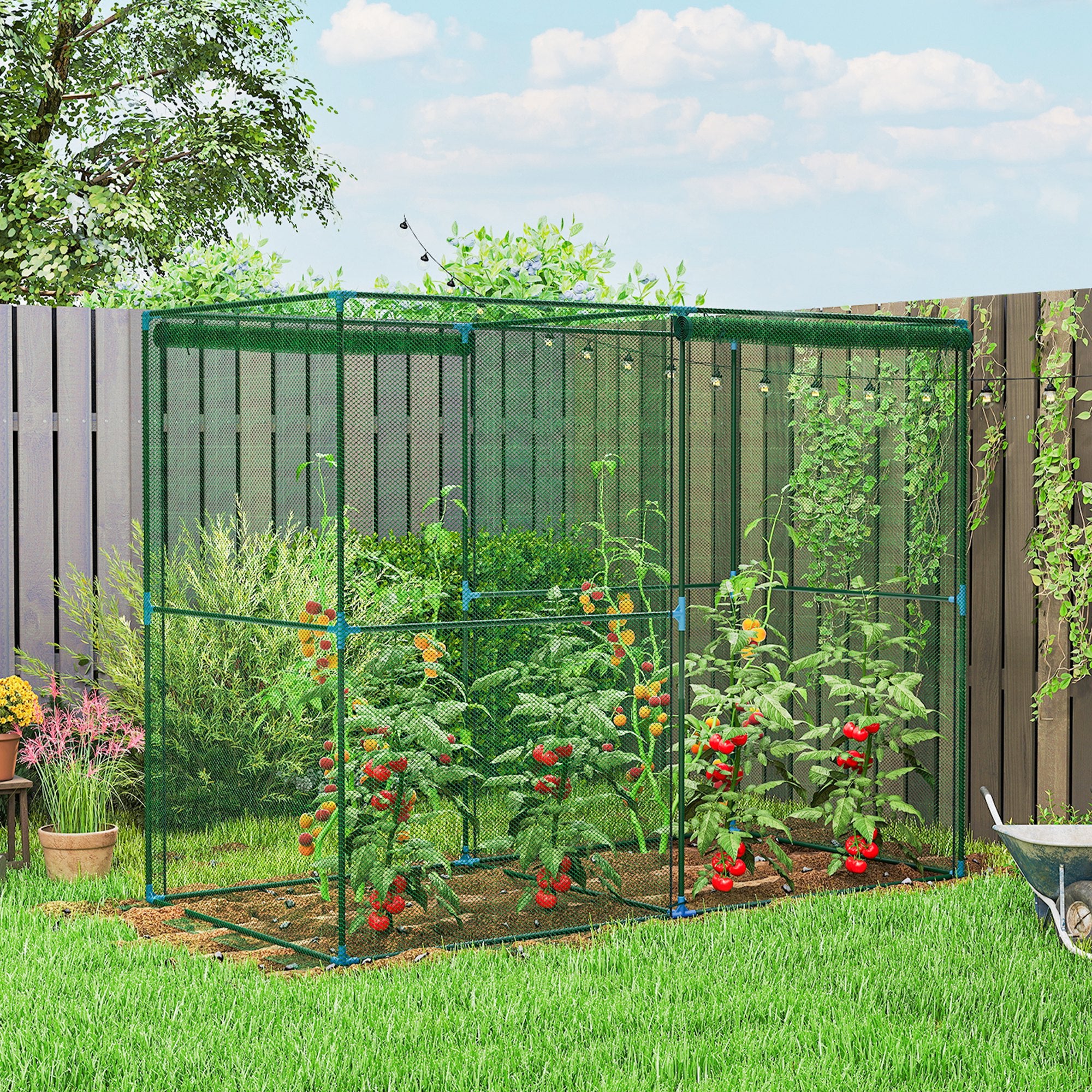 8' x 4' Crop Cage, Plant Protection Tent with Zippered Doors for Vegetable Garden, Backyard, Green - Image 3