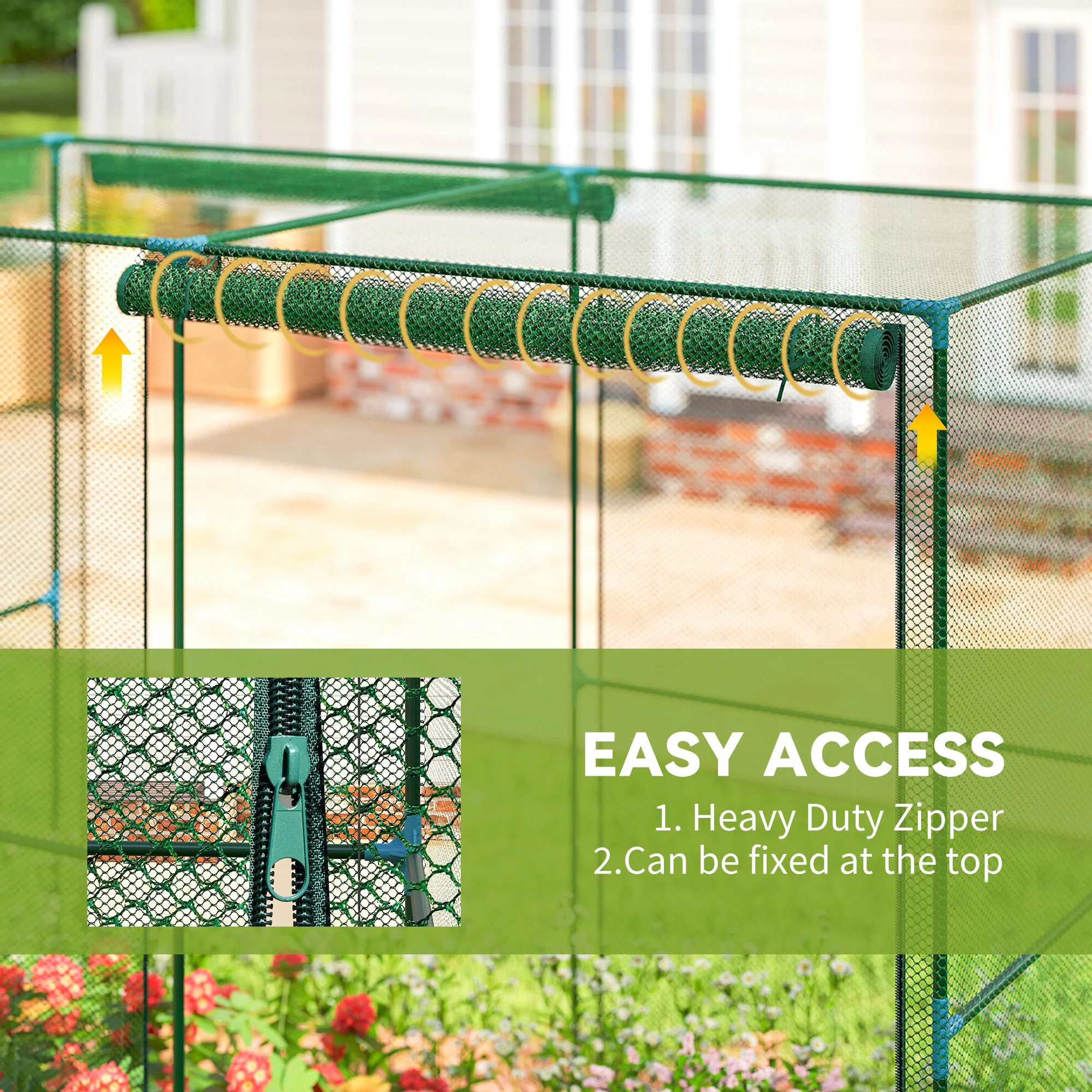 8' x 4' Crop Cage, Plant Protection Tent with Zippered Doors for Vegetable Garden, Backyard, Green - Image 8