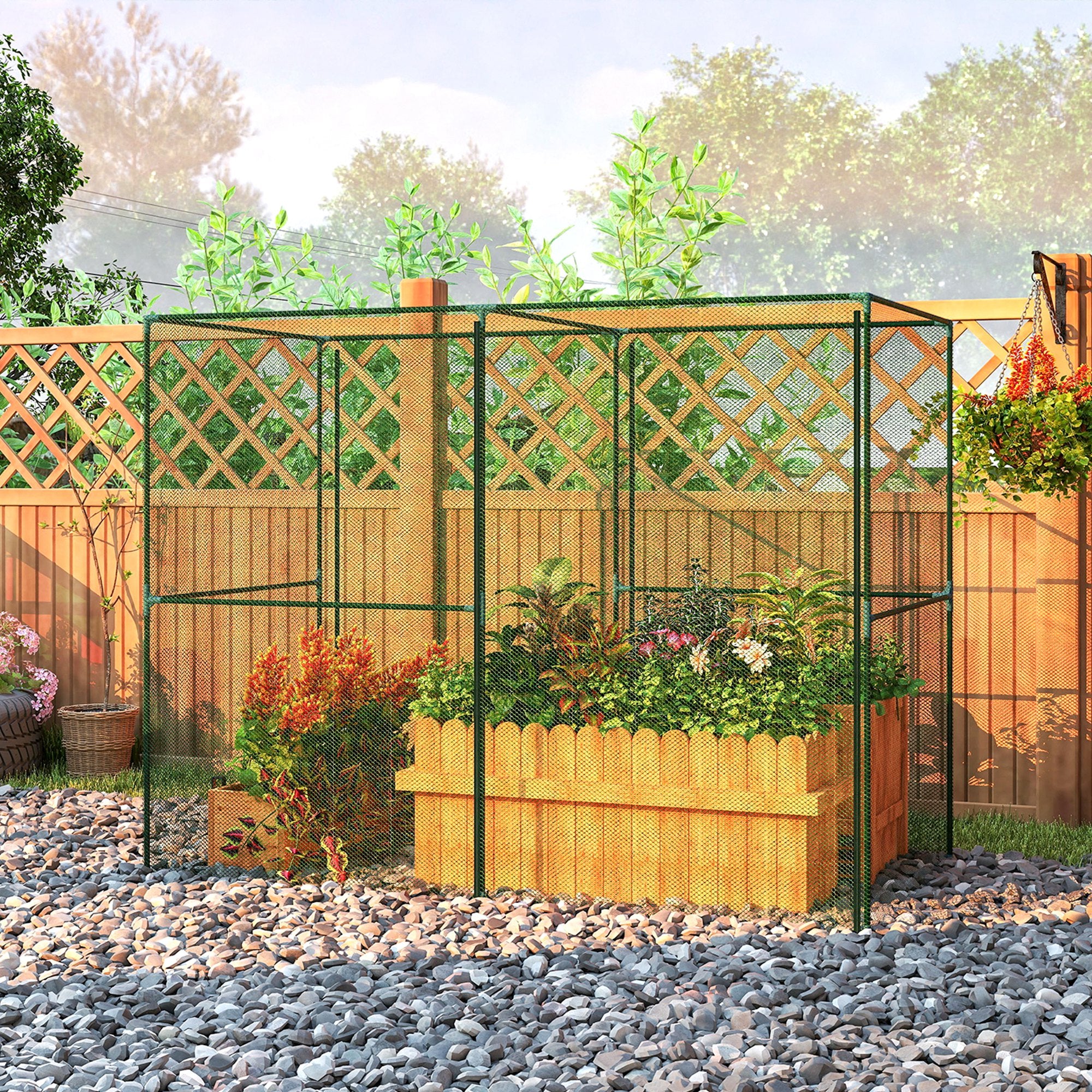 8' x 4' Crop Cage, Plant Protection Tent with Zippered Doors for Vegetable Garden, Backyard, Green - Image 9