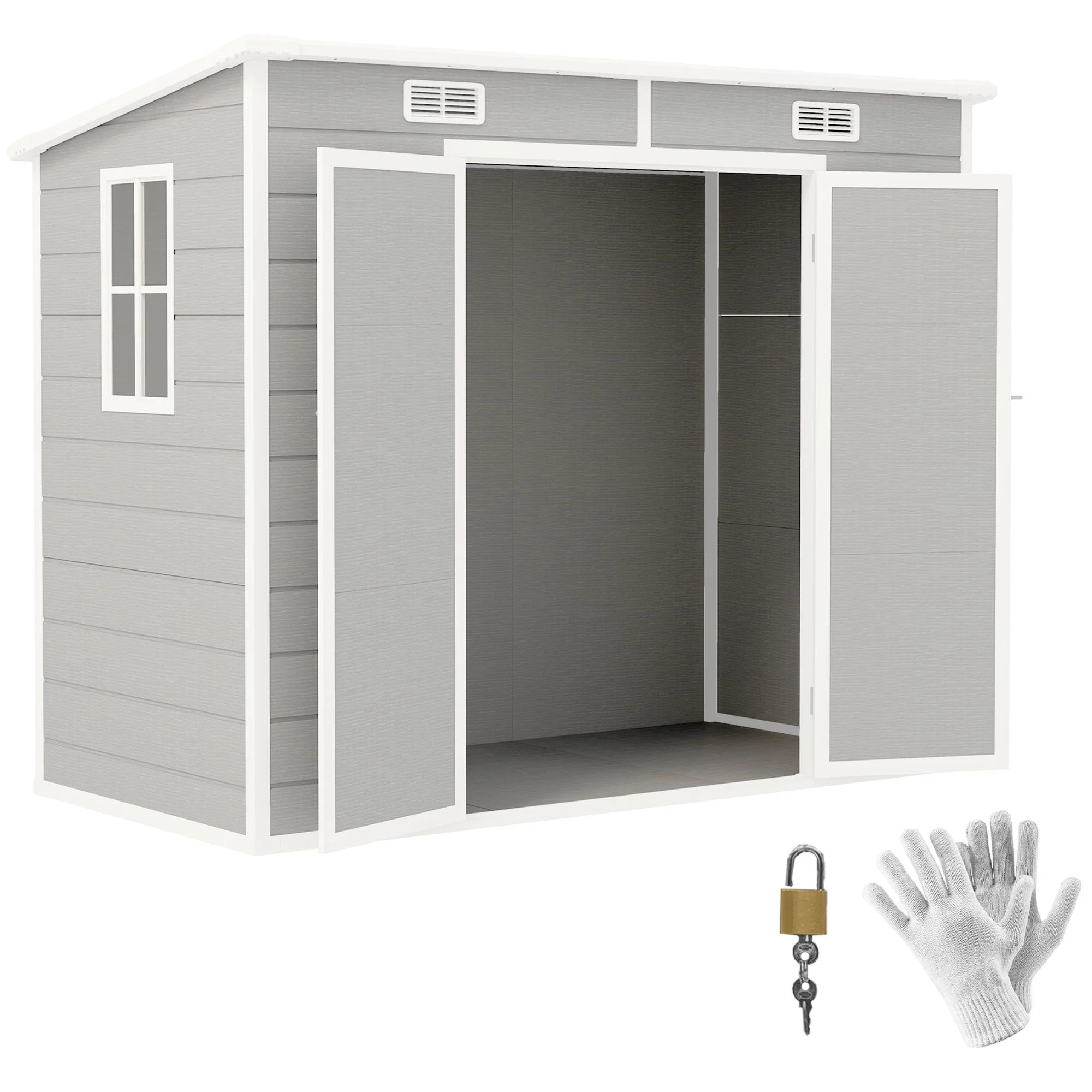 EverBase 8' x 4' Resin Storage Shed for All Seasons, Winter Durable with Floor & Window, Light Grey