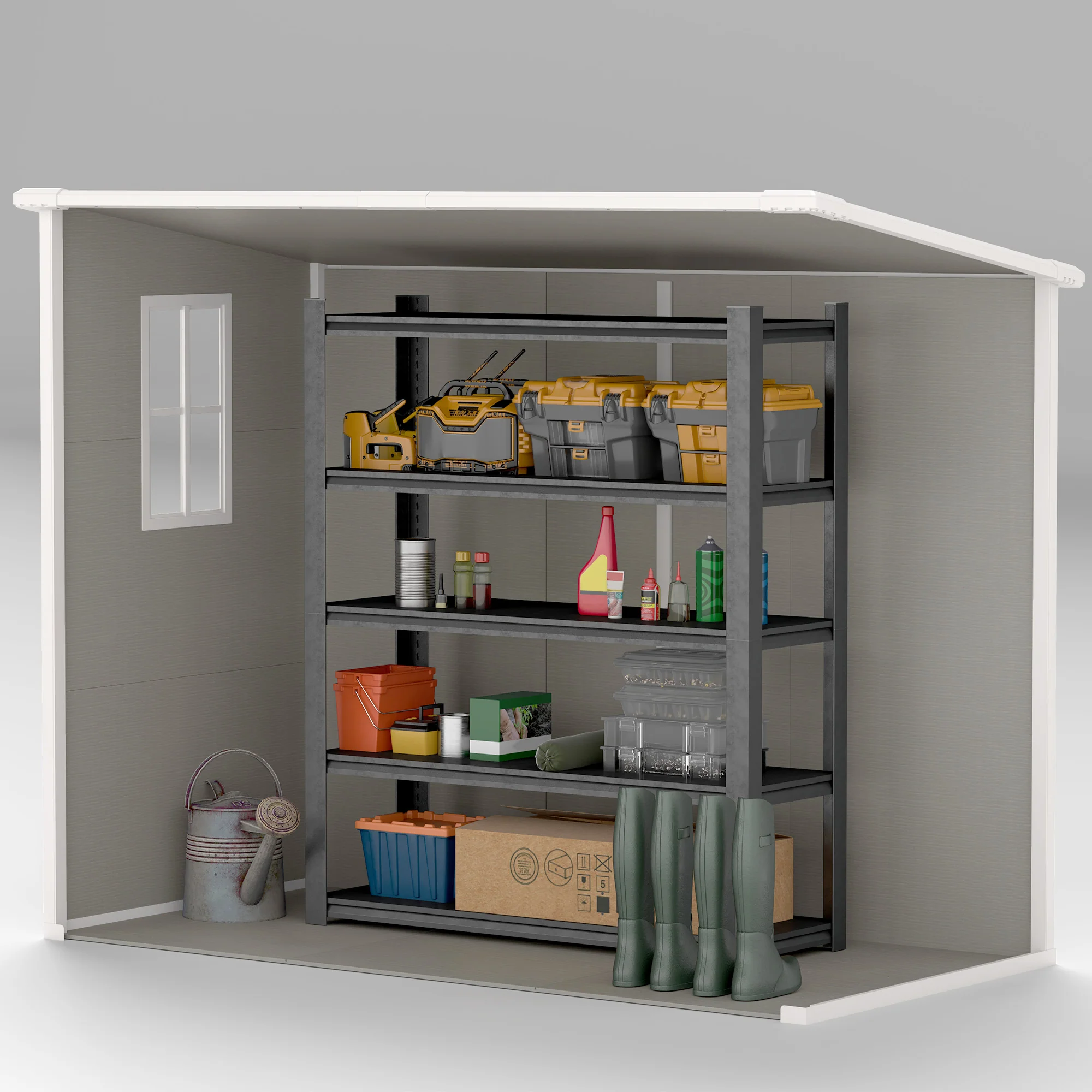 EverBase 8' x 4' Resin Storage Shed for All Seasons, Winter Durable with Floor & Window, Light Grey - Image 11