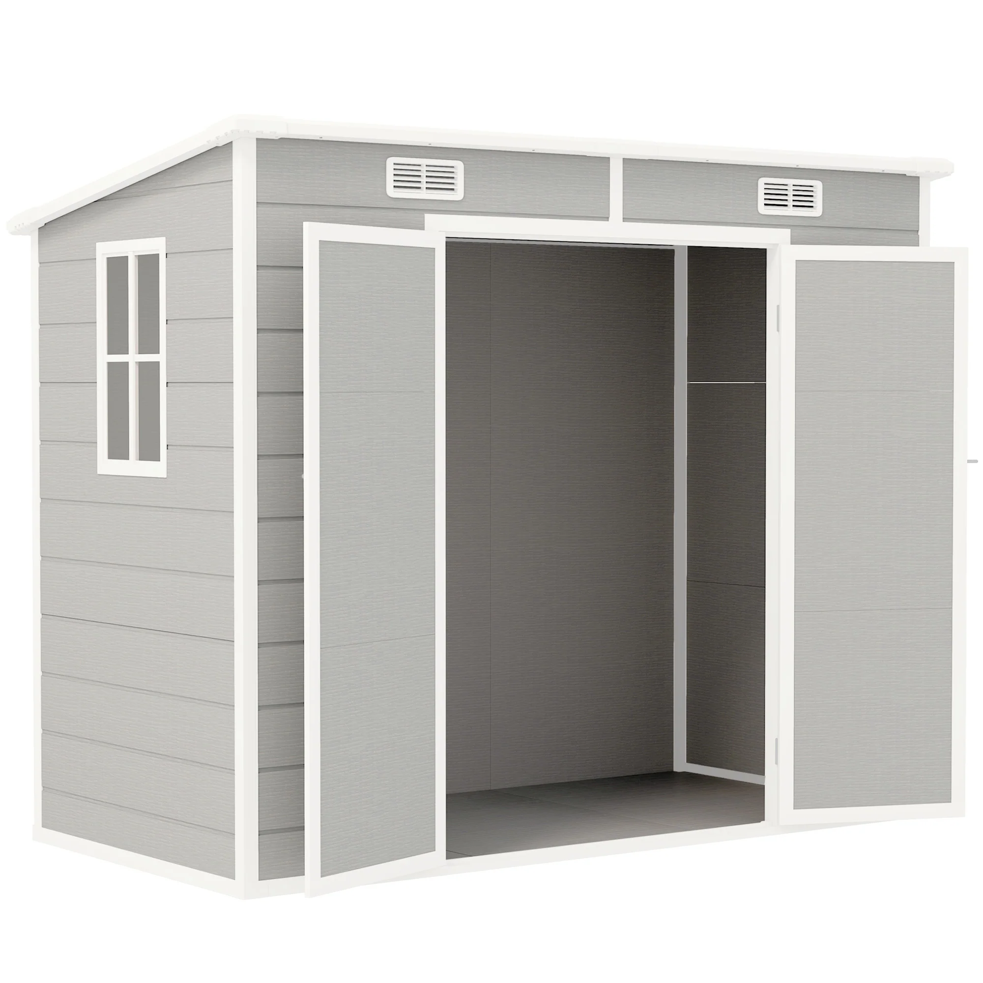 EverBase 8' x 4' Resin Storage Shed for All Seasons, Winter Durable with Floor & Window, Light Grey - Image 12