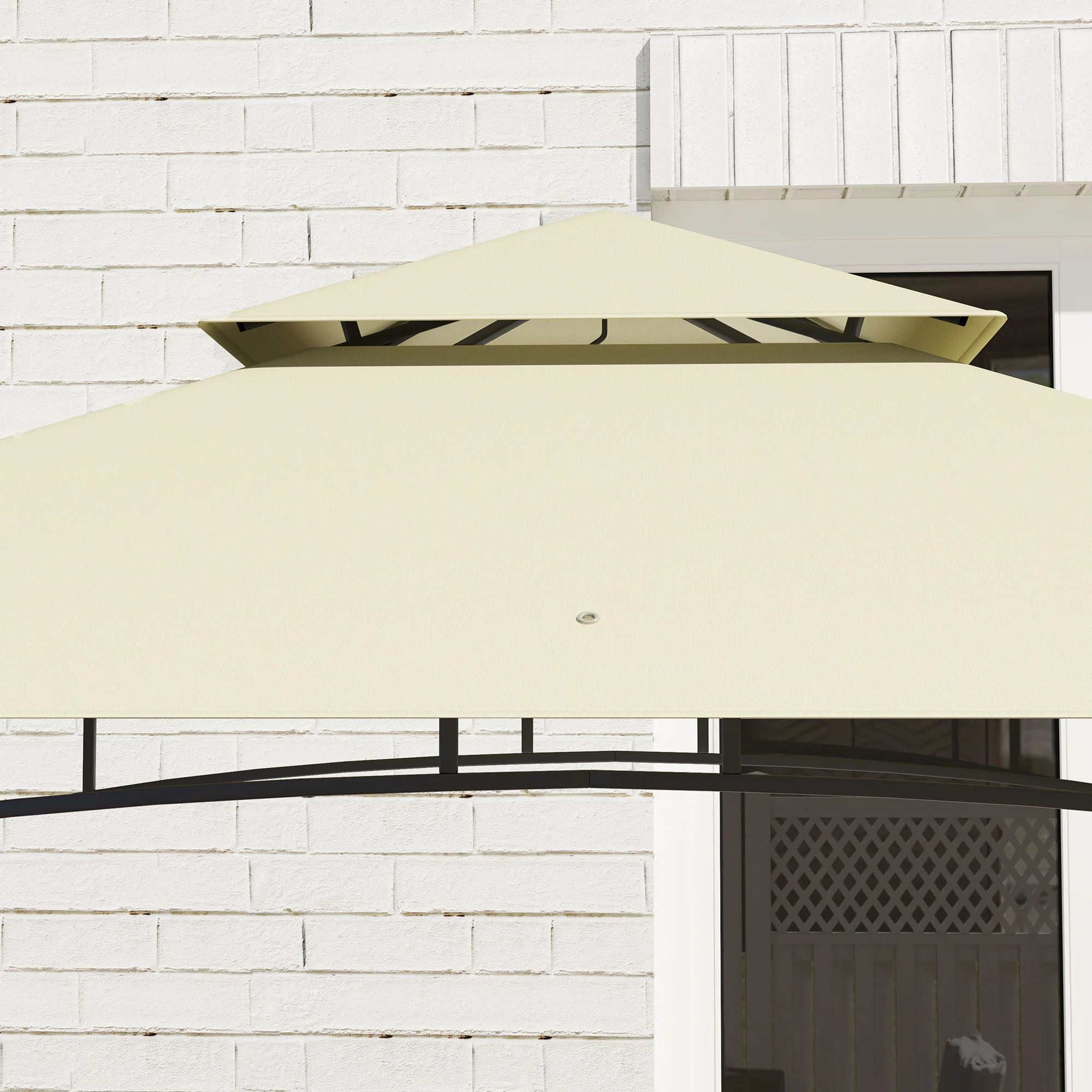 8' x 5' Grill Gazebo Canopy with 2 Side Shelves, Storage Baskets & Hook for BBQ, Picnic, Beige - Image 10
