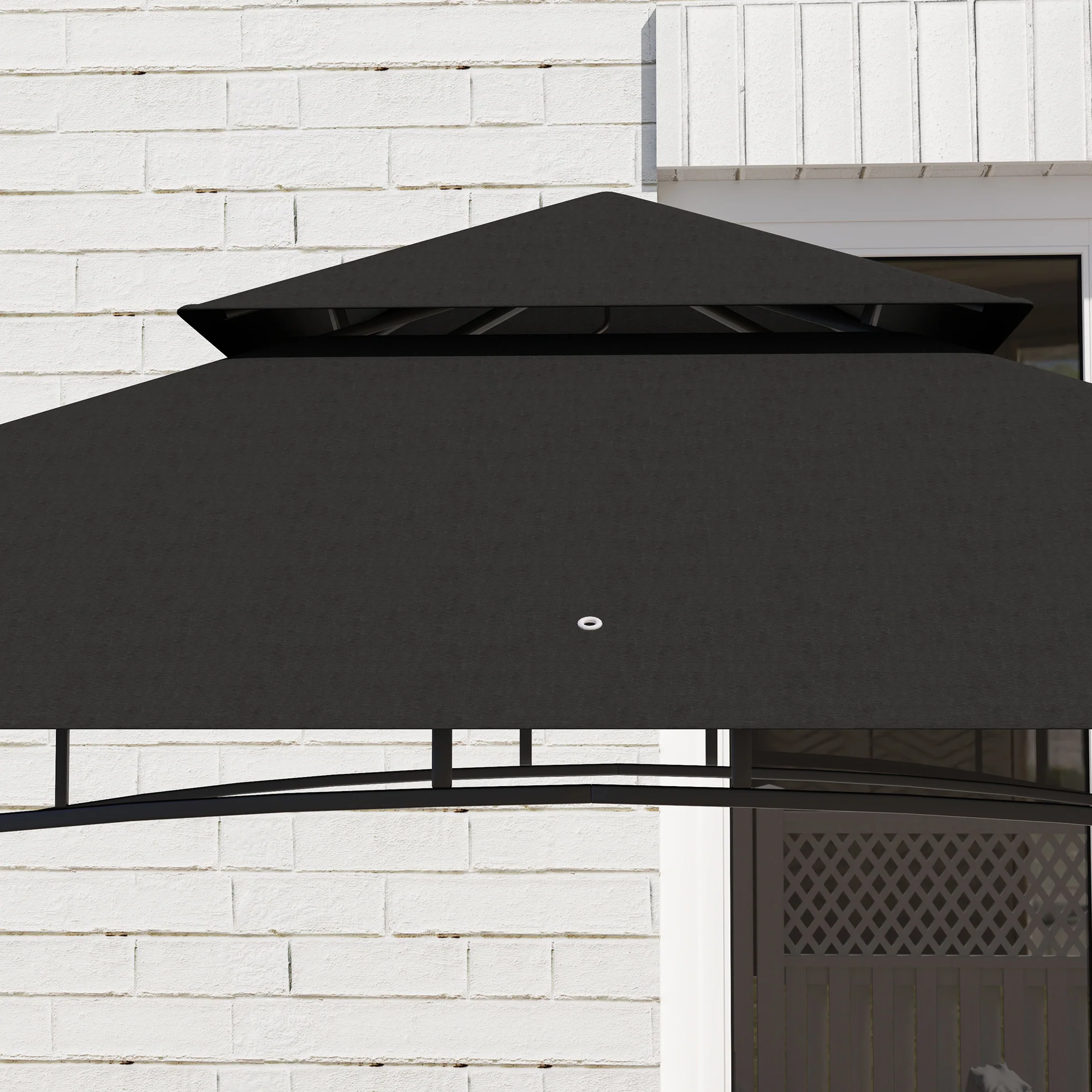 8' x 5' Grill Gazebo Canopy with 2 Side Shelves, Storage Baskets & Hook for BBQ, Picnic, Dark Grey - Image 10