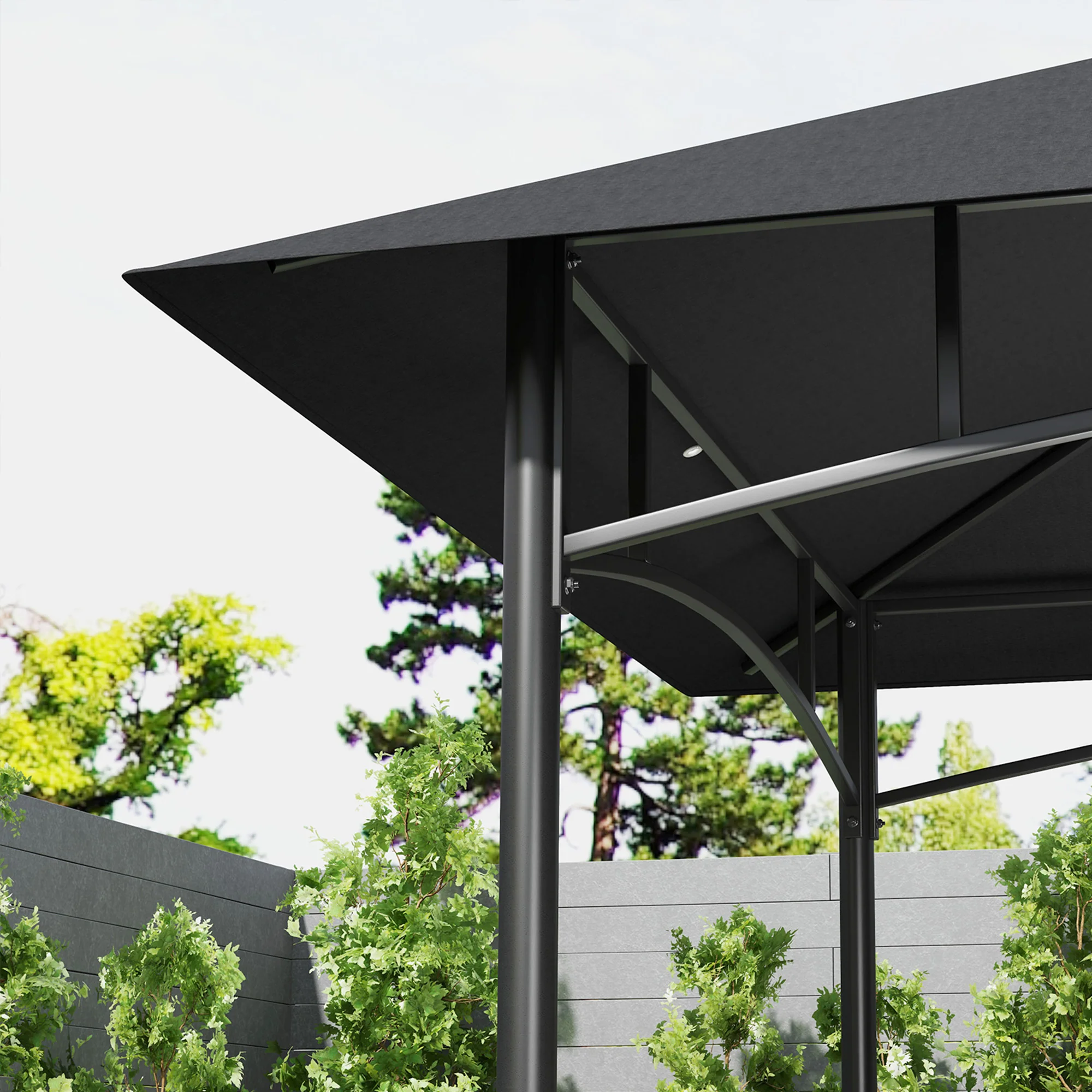 8' x 5' Grill Gazebo Canopy with 2 Side Shelves, Storage Baskets & Hook for BBQ, Picnic, Dark Grey - Image 11