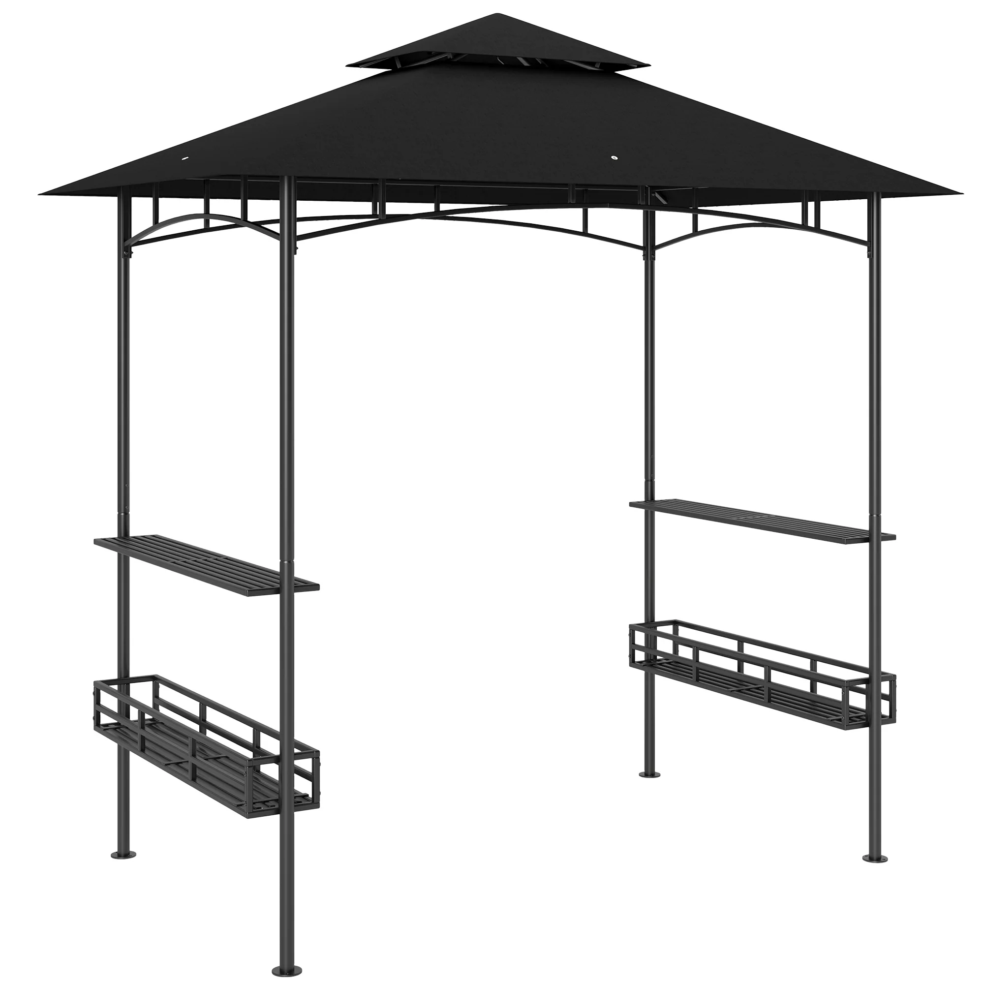 8' x 5' Grill Gazebo Canopy with 2 Side Shelves, Storage Baskets & Hook for BBQ, Picnic, Dark Grey - Image 12