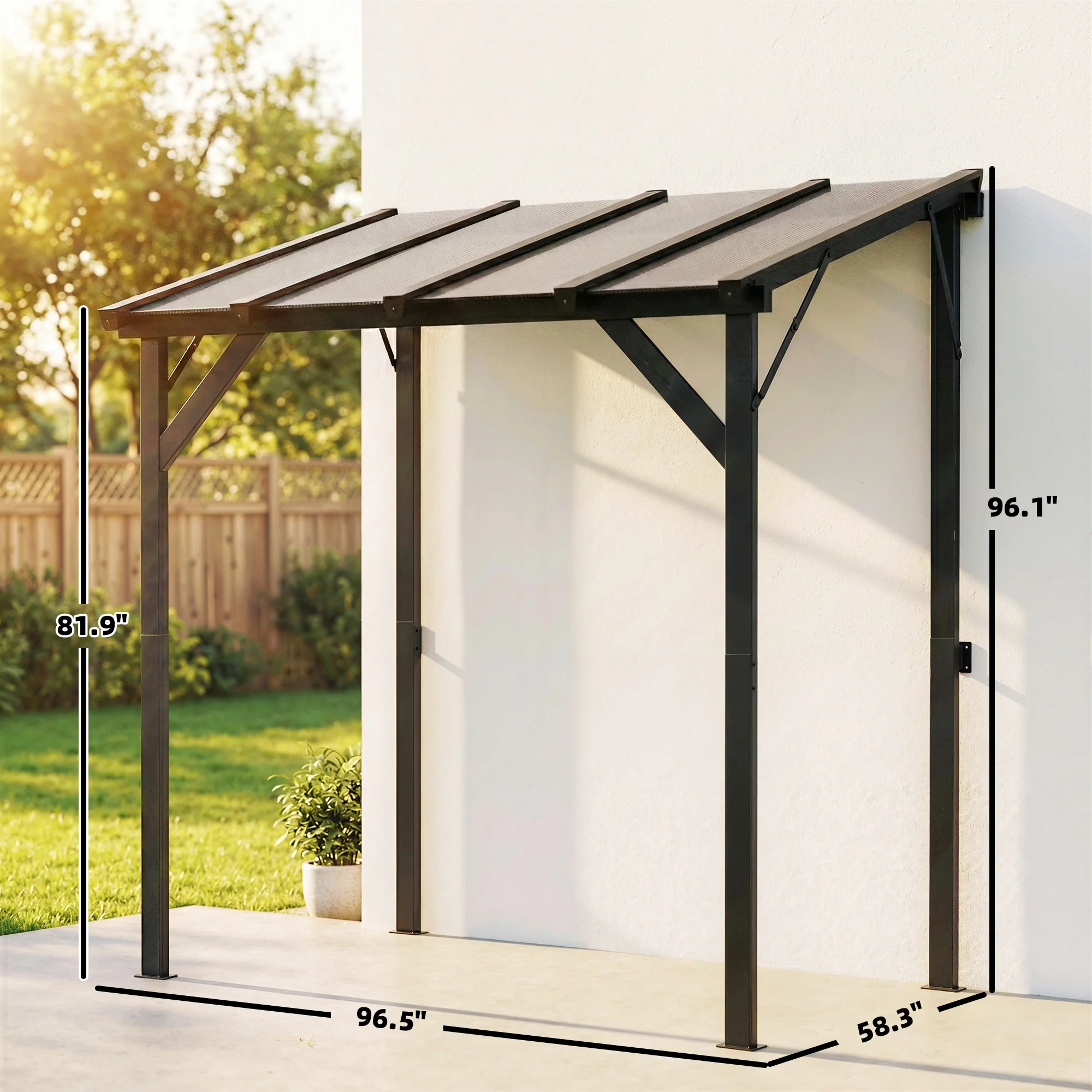 8' x 5' Hardtop Grill Gazebo with Polycarbonate Roof and Steel Frame, Wall-Mounted - Image 5